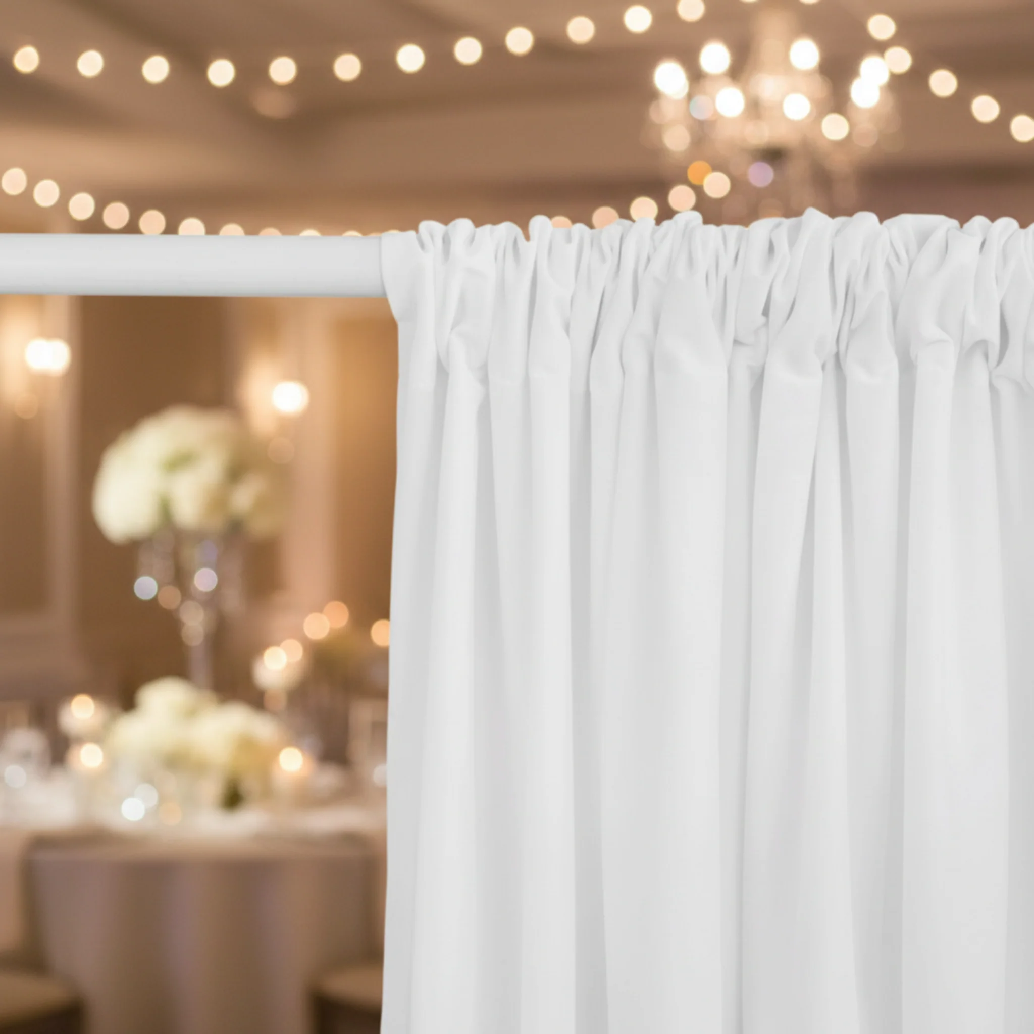 Poly Premier Fire Retardant (FR) 8ft H x 60" W drape/backdrop - White - Image 4