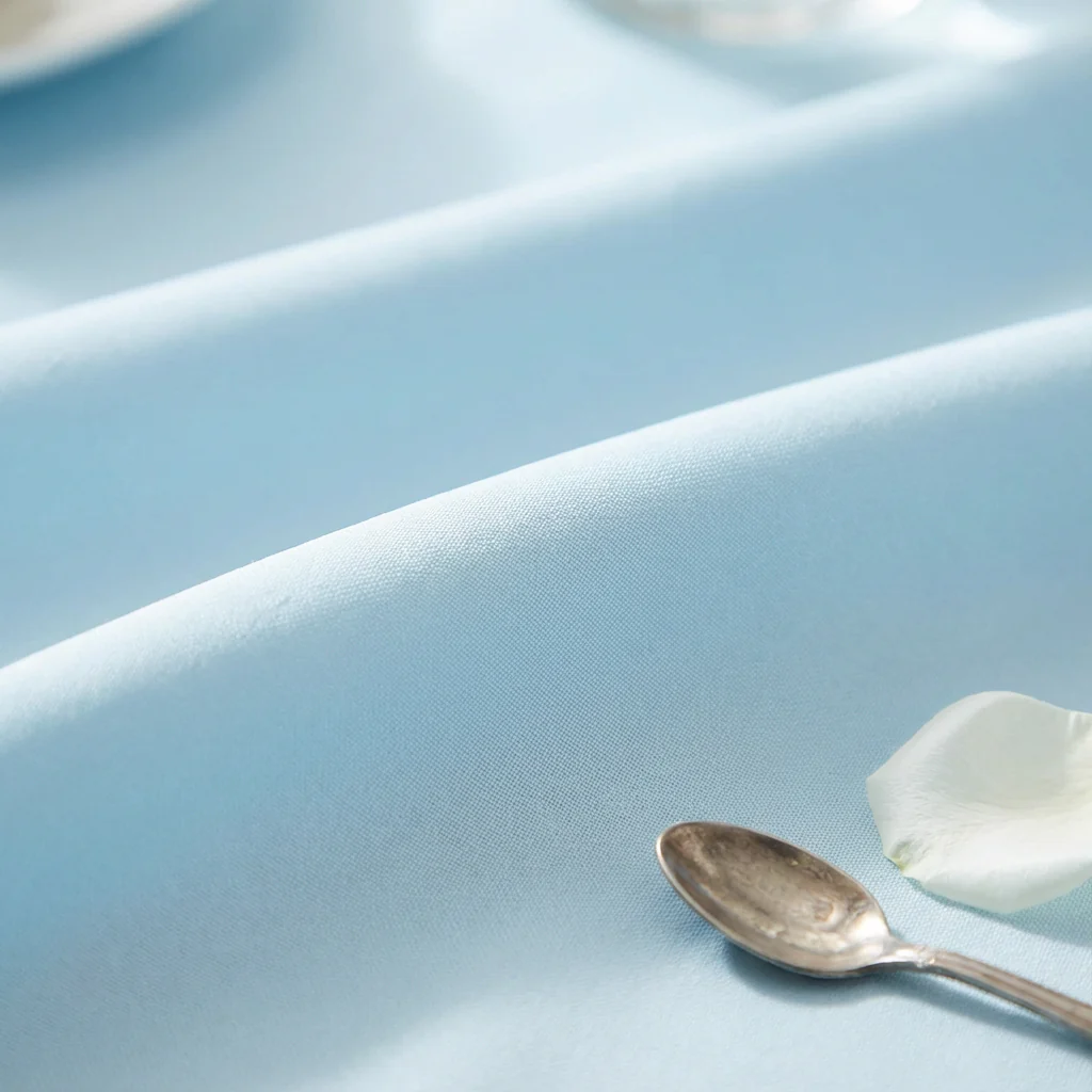 Premium Polyester 108" Round Tablecloth - Baby Blue - Image 7