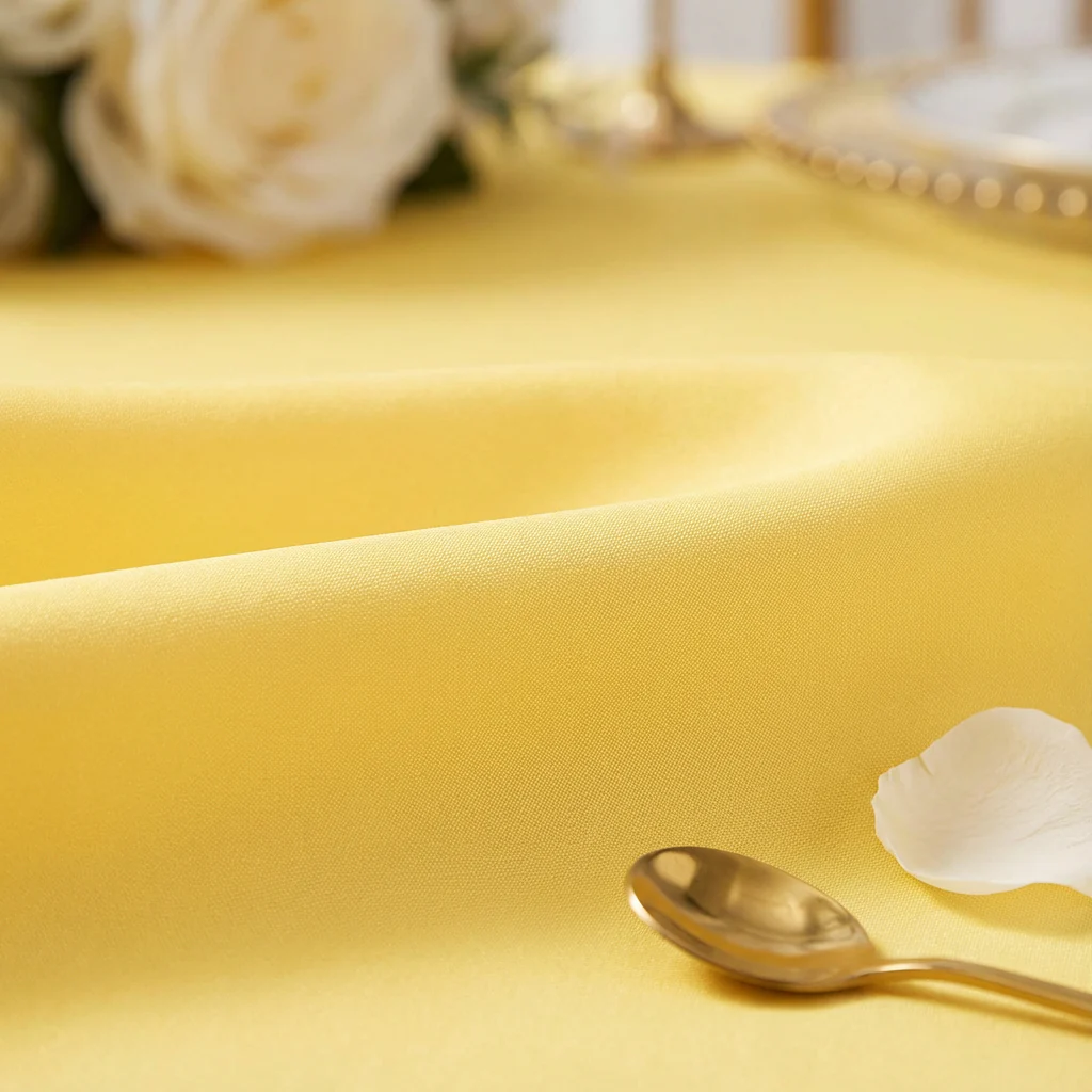 Premium Polyester 108" Round Tablecloth - Canary Yellow - Image 4