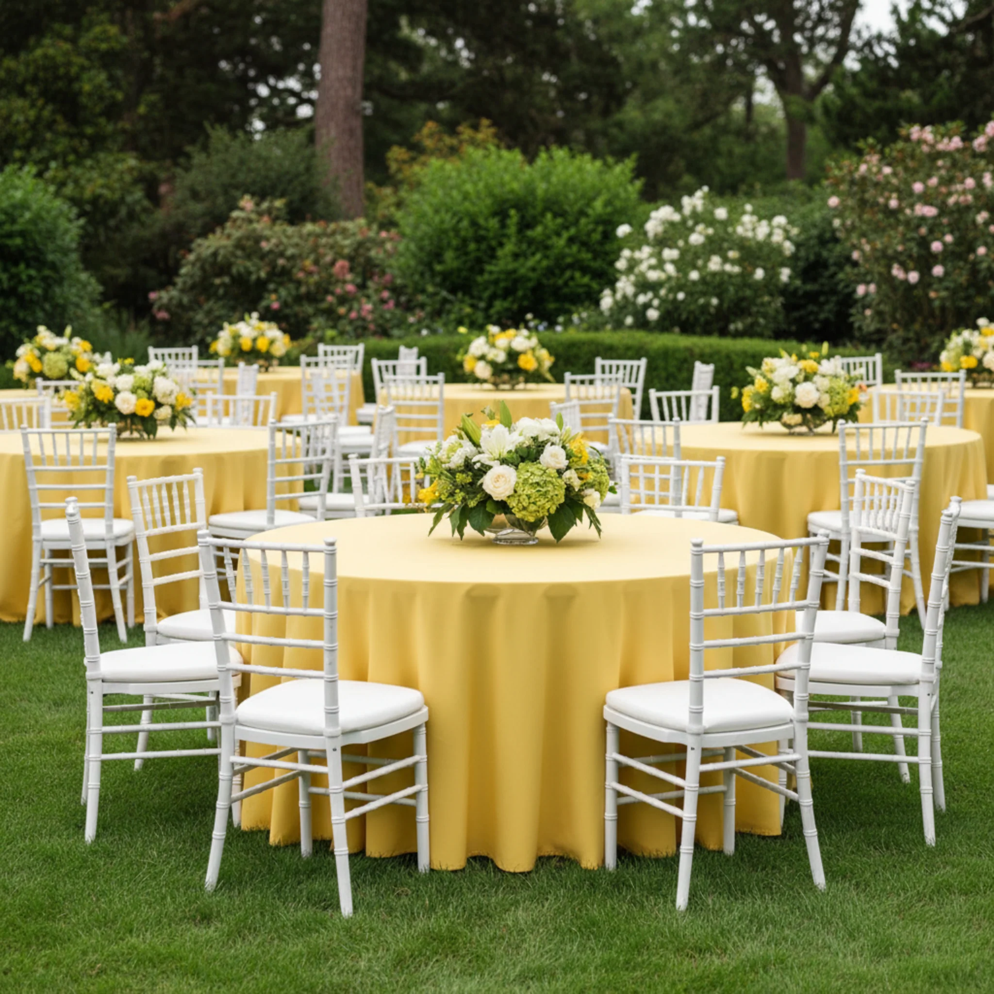 Premium Polyester 108" Round Tablecloth - Canary Yellow - Image 5