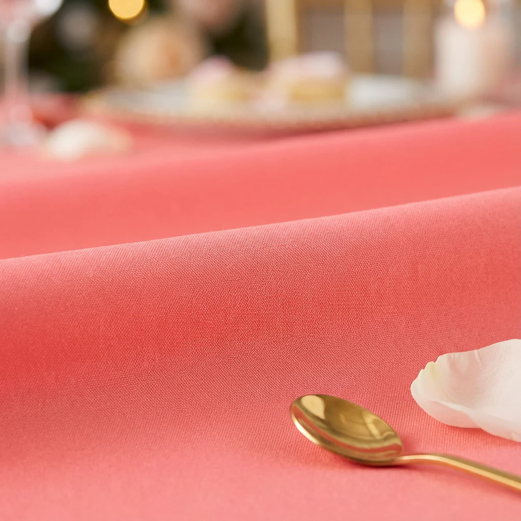 Premium Polyester 108" Round Tablecloth - Coral - Image 4