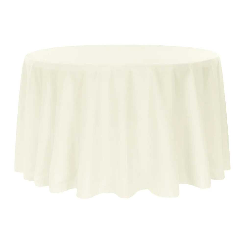 Premium Polyester 108" Round Tablecloth - Light Ivory/Off White