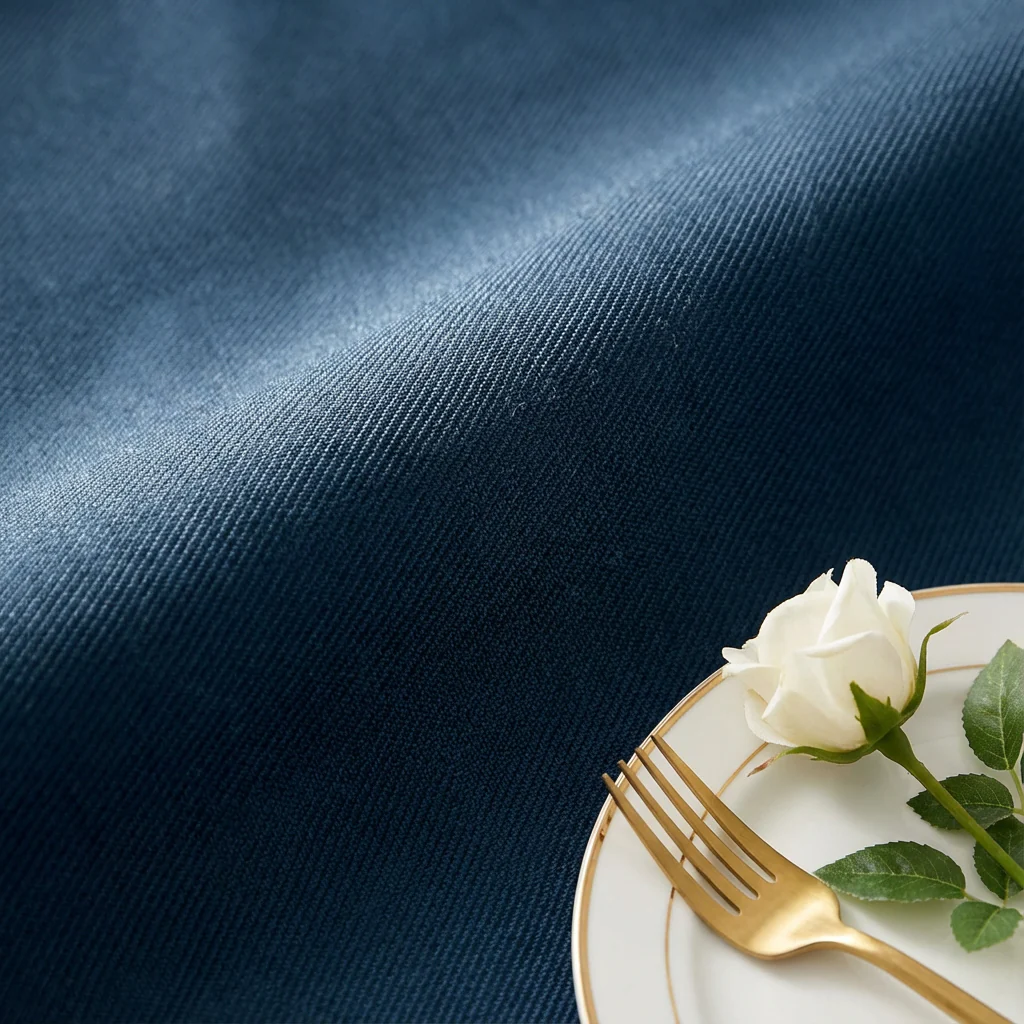 Premium Polyester 108" Round Tablecloth - Navy Blue - Image 4