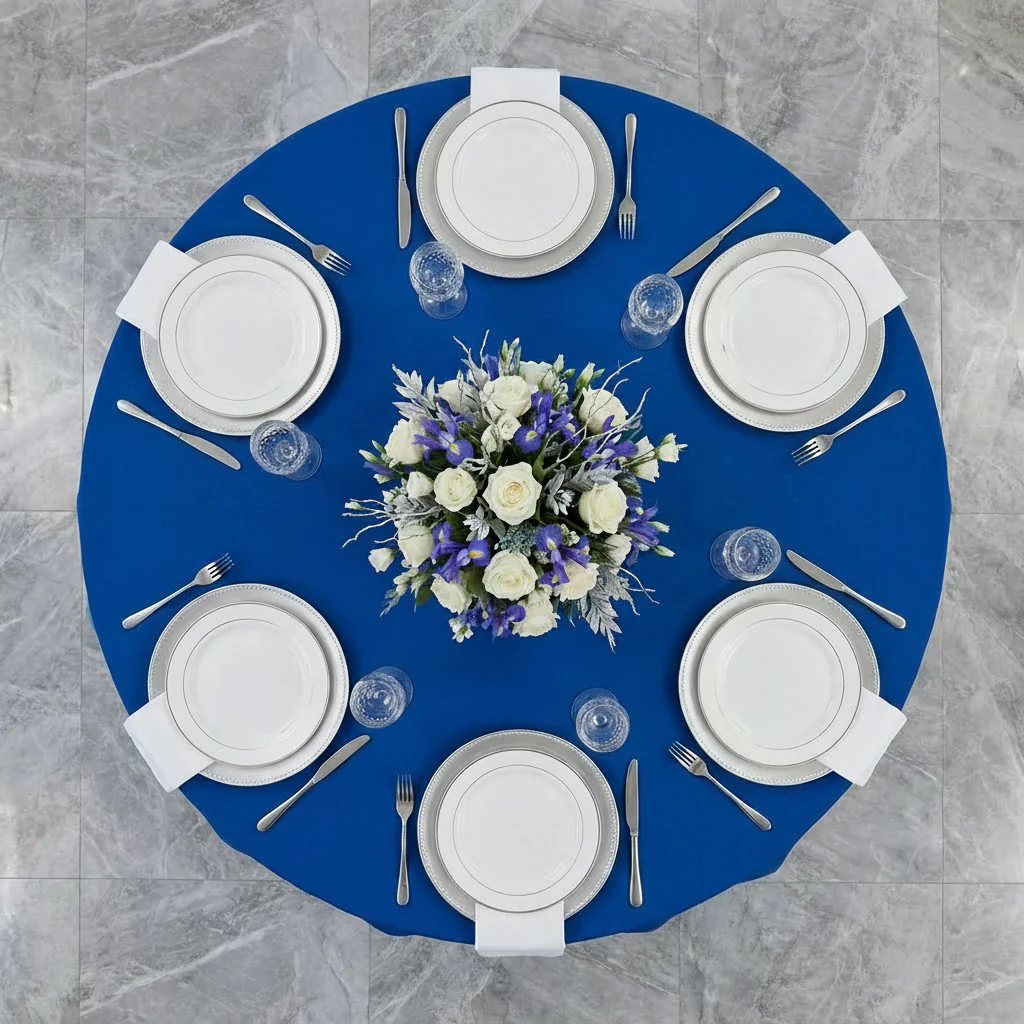 Premium Polyester 108" Round Tablecloth - Royal Blue - Image 3
