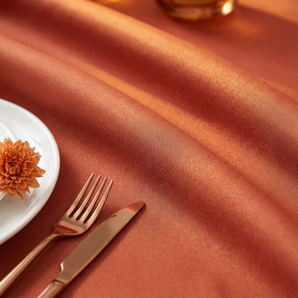Premium Polyester 108" Round Tablecloth - Rust - Image 4