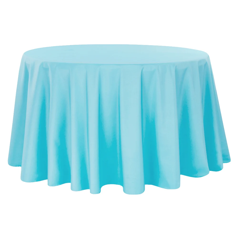 Premium Polyester 120" Round Tablecloth - Aqua Blue