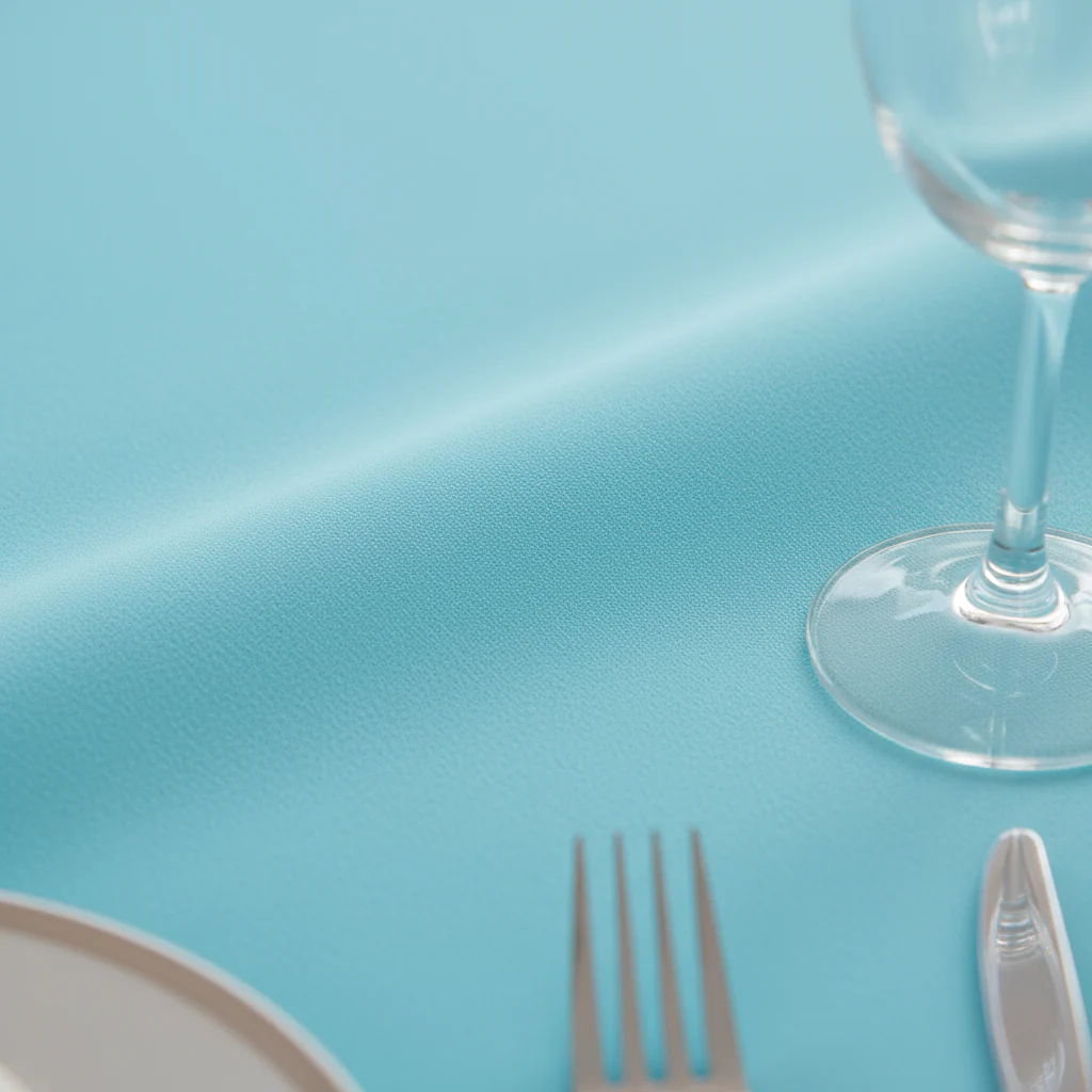 Premium Polyester 120" Round Tablecloth - Aqua Blue - Image 4