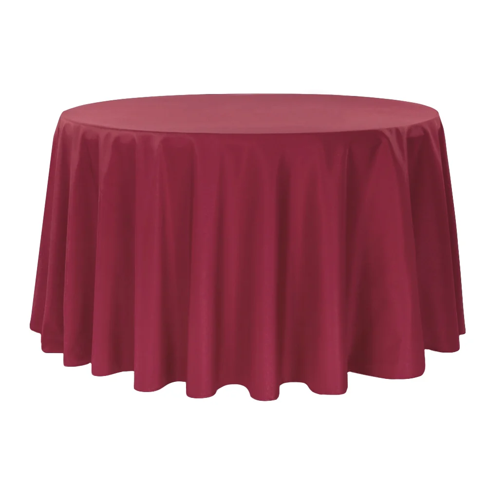Premium Polyester 120" Round Tablecloth - Burgundy