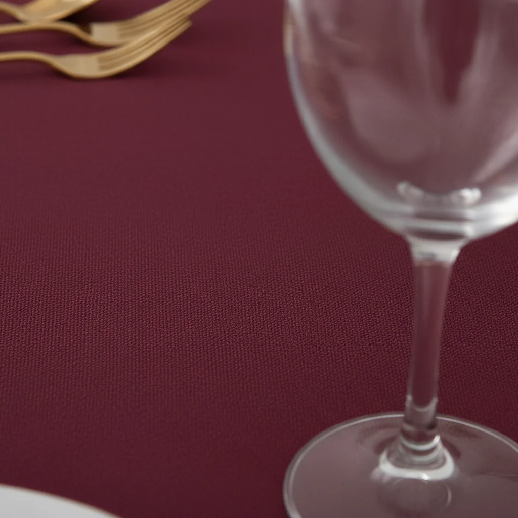 Premium Polyester 120" Round Tablecloth - Burgundy - Image 4