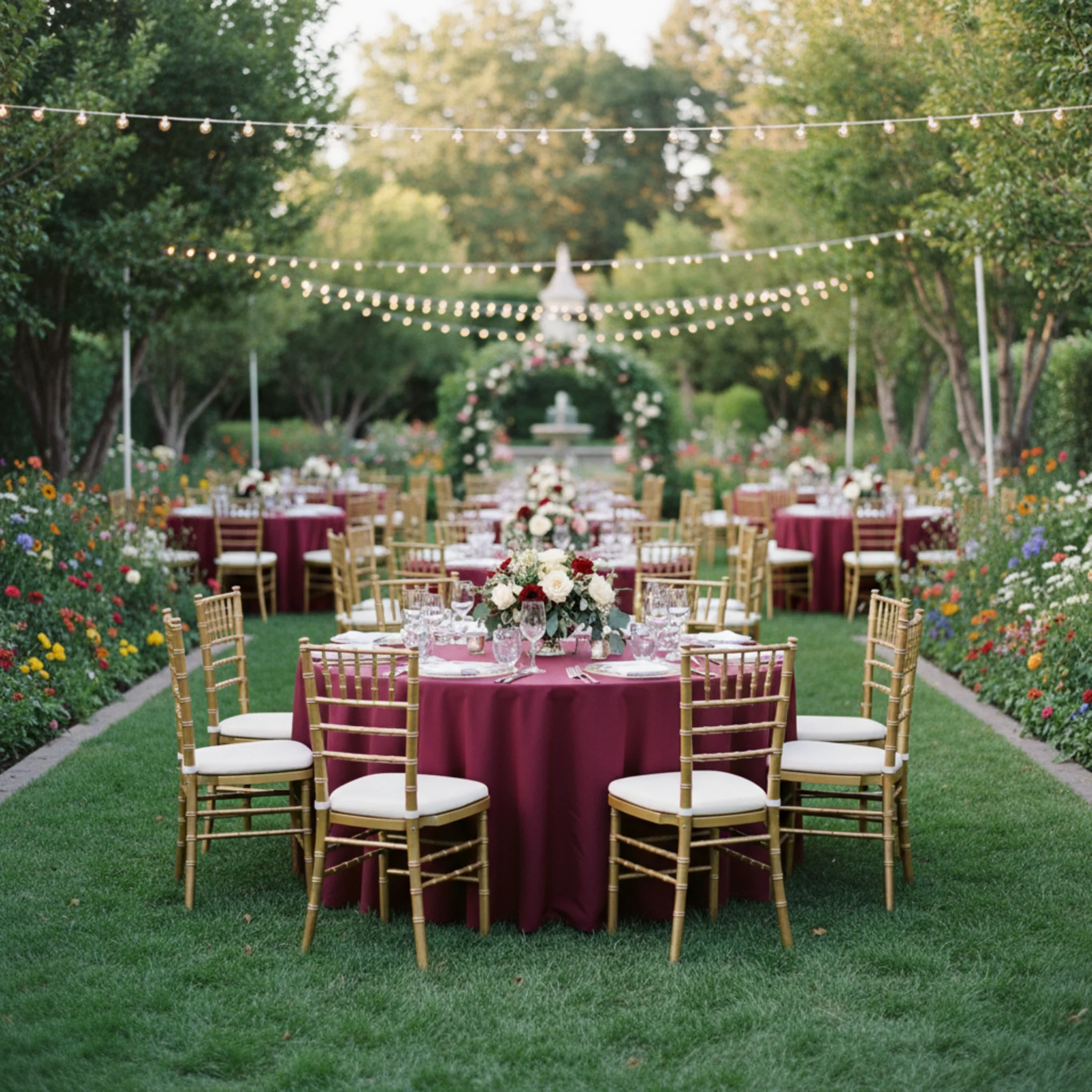 Premium Polyester 120" Round Tablecloth - Burgundy - Image 5