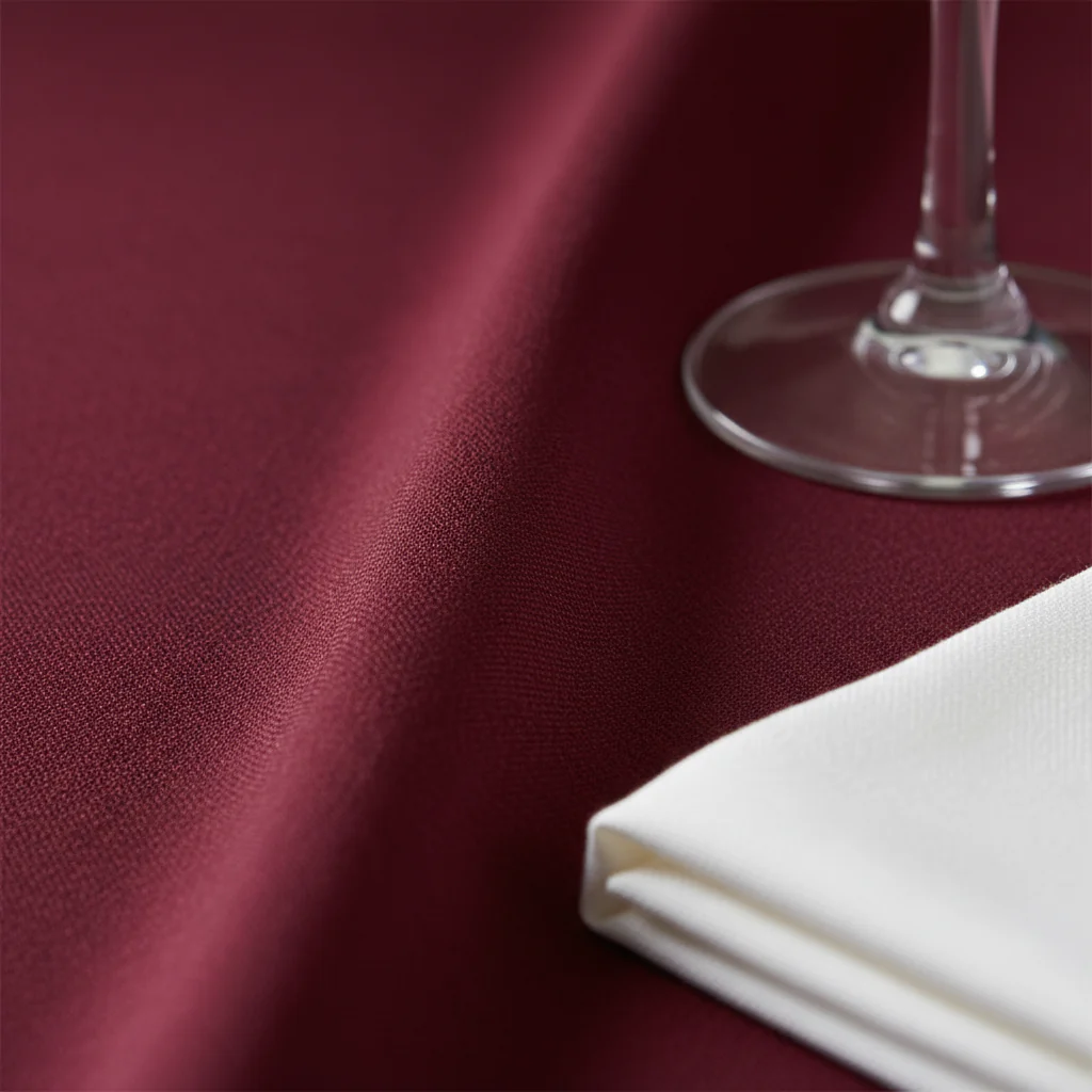 Premium Polyester 120" Round Tablecloth - Cabernet - Image 4