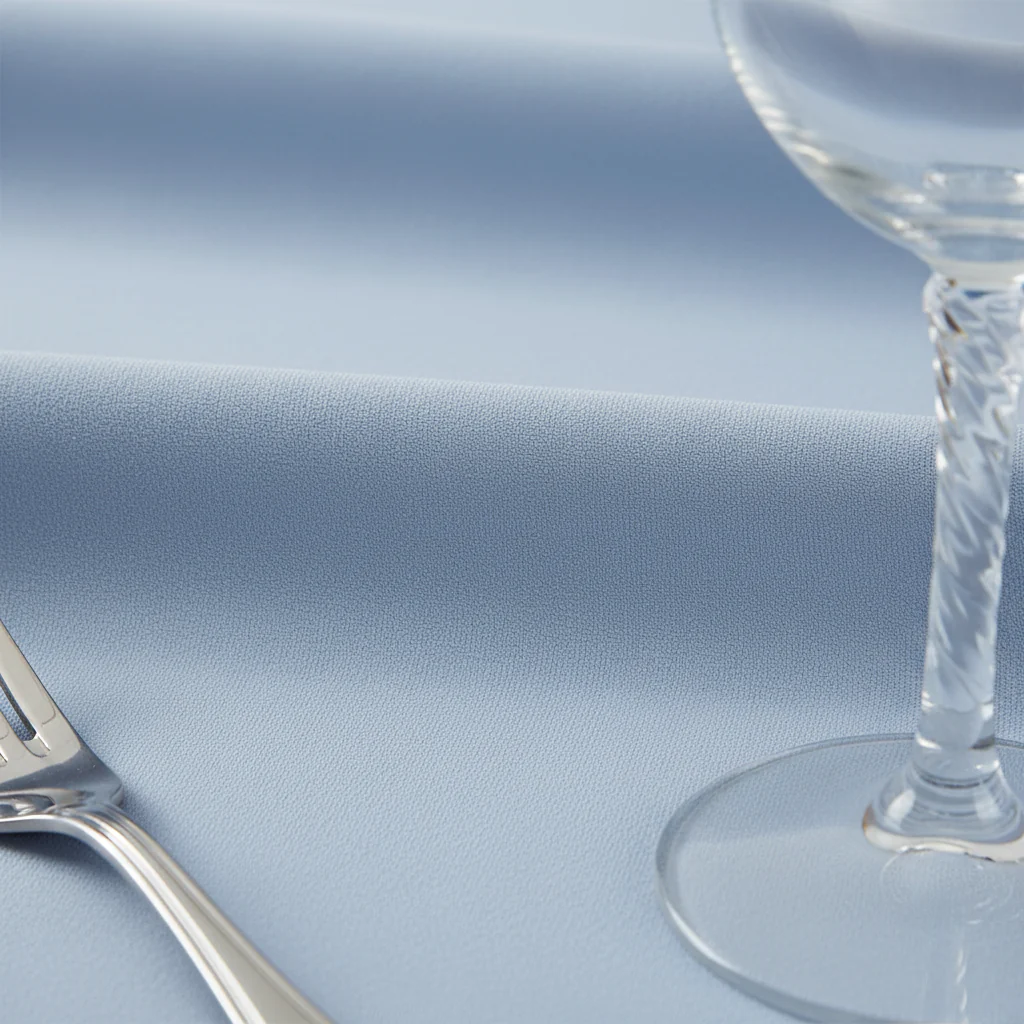 Premium Polyester 120" Round Tablecloth - Dusty Blue - Image 4