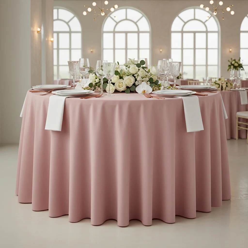 Premium Polyester 120" Round Tablecloth - Dusty Rose/Mauve - Image 2
