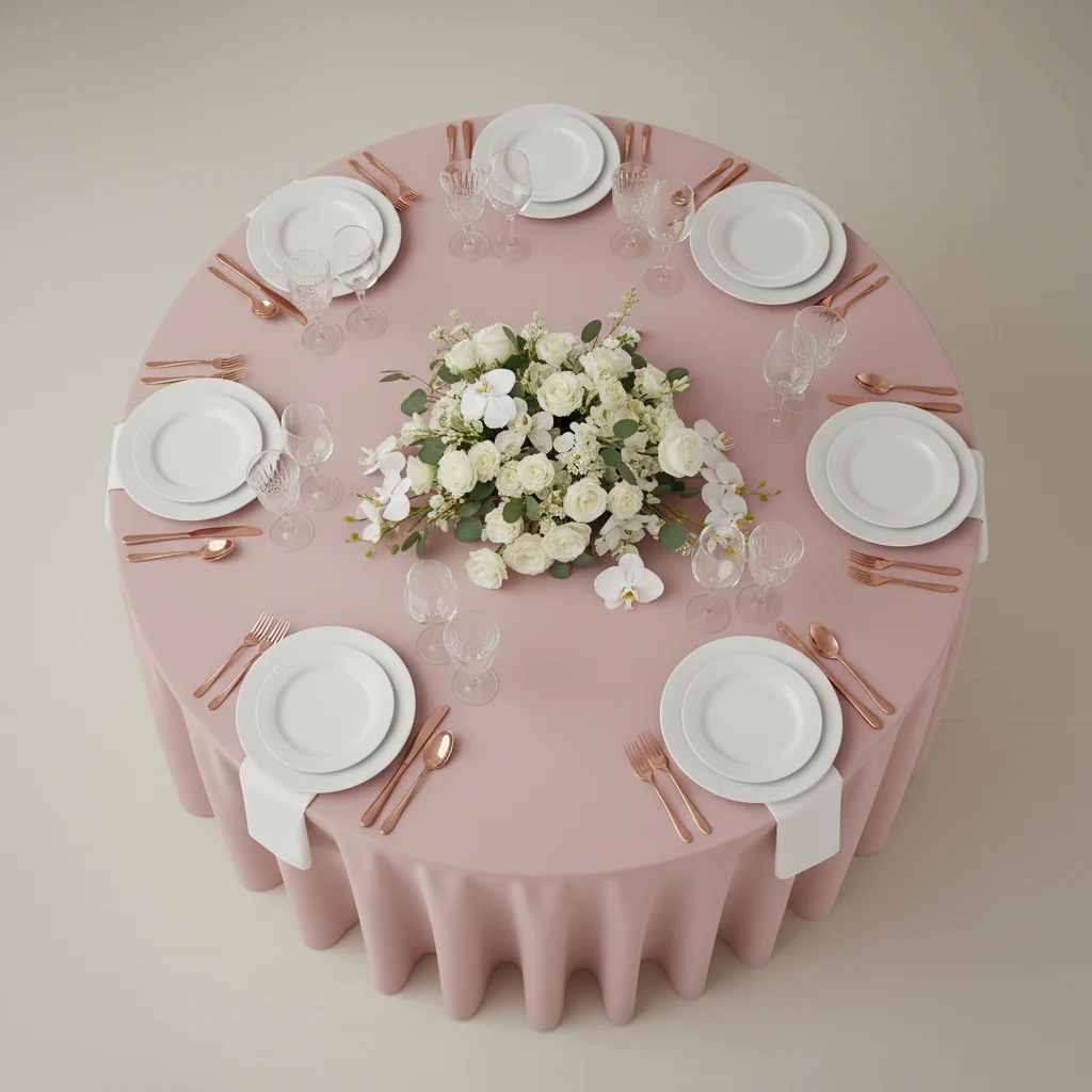 Premium Polyester 120" Round Tablecloth - Dusty Rose/Mauve - Image 3