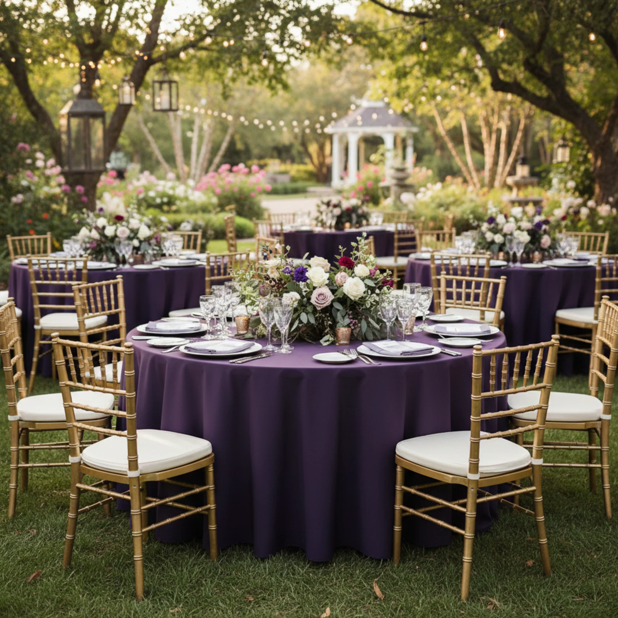 Premium Polyester 120" Round Tablecloth - Eggplant/Plum - Image 5