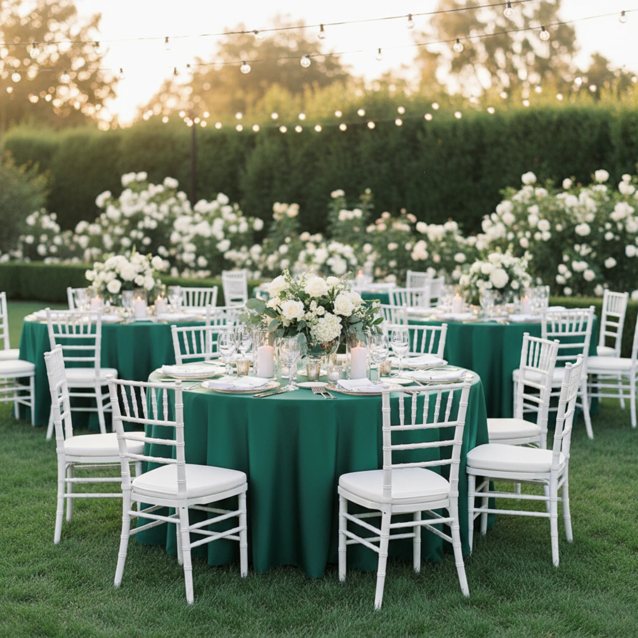 Premium Polyester 120" Round Tablecloth - Emerald Green - Image 5