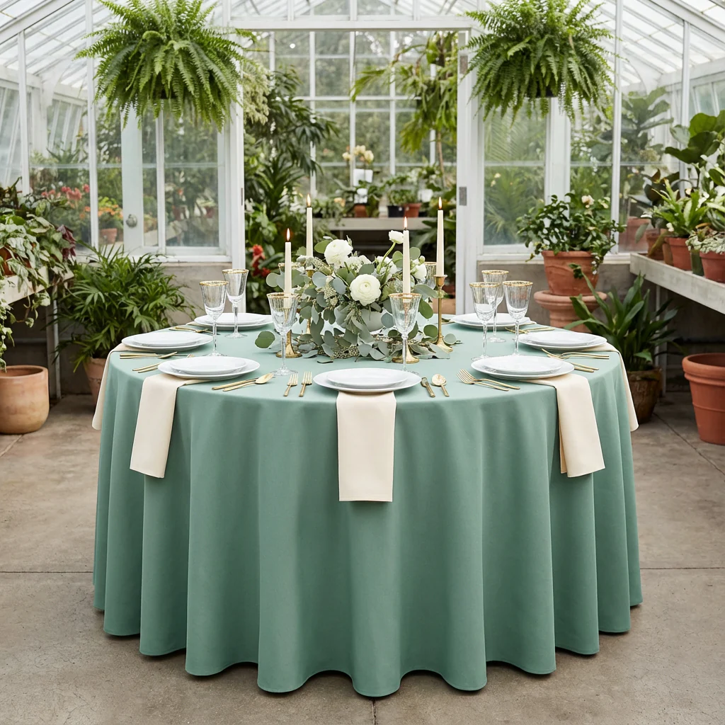 Premium Polyester 120" Round Tablecloth - Eucalyptus - Image 2
