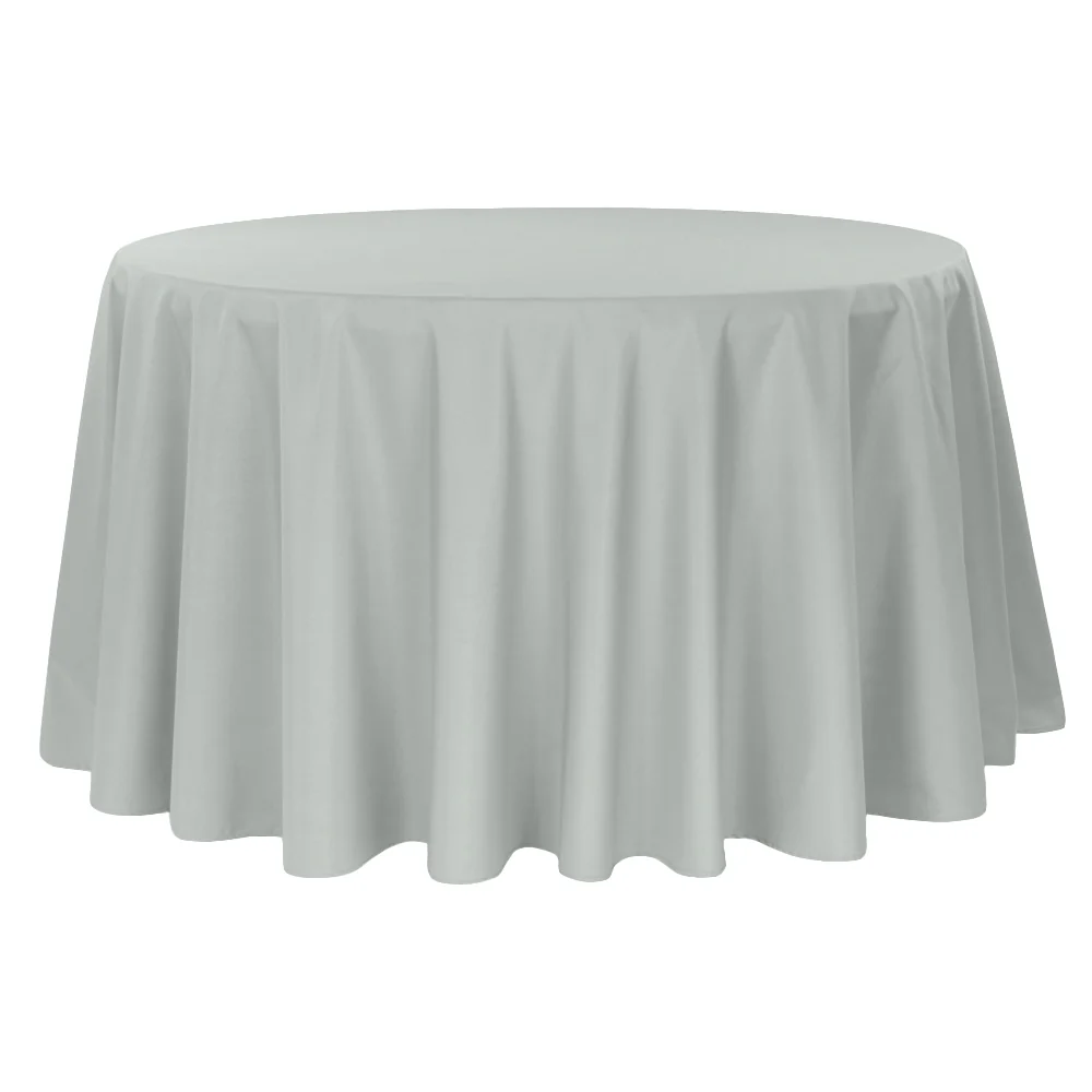 Premium Polyester 120" Round Tablecloth - Gray/Silver