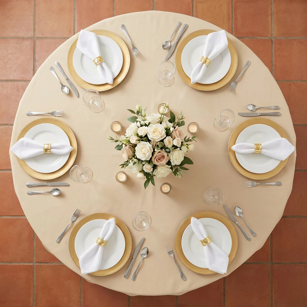 Premium Polyester 120" Round Tablecloth - Nude - Image 3