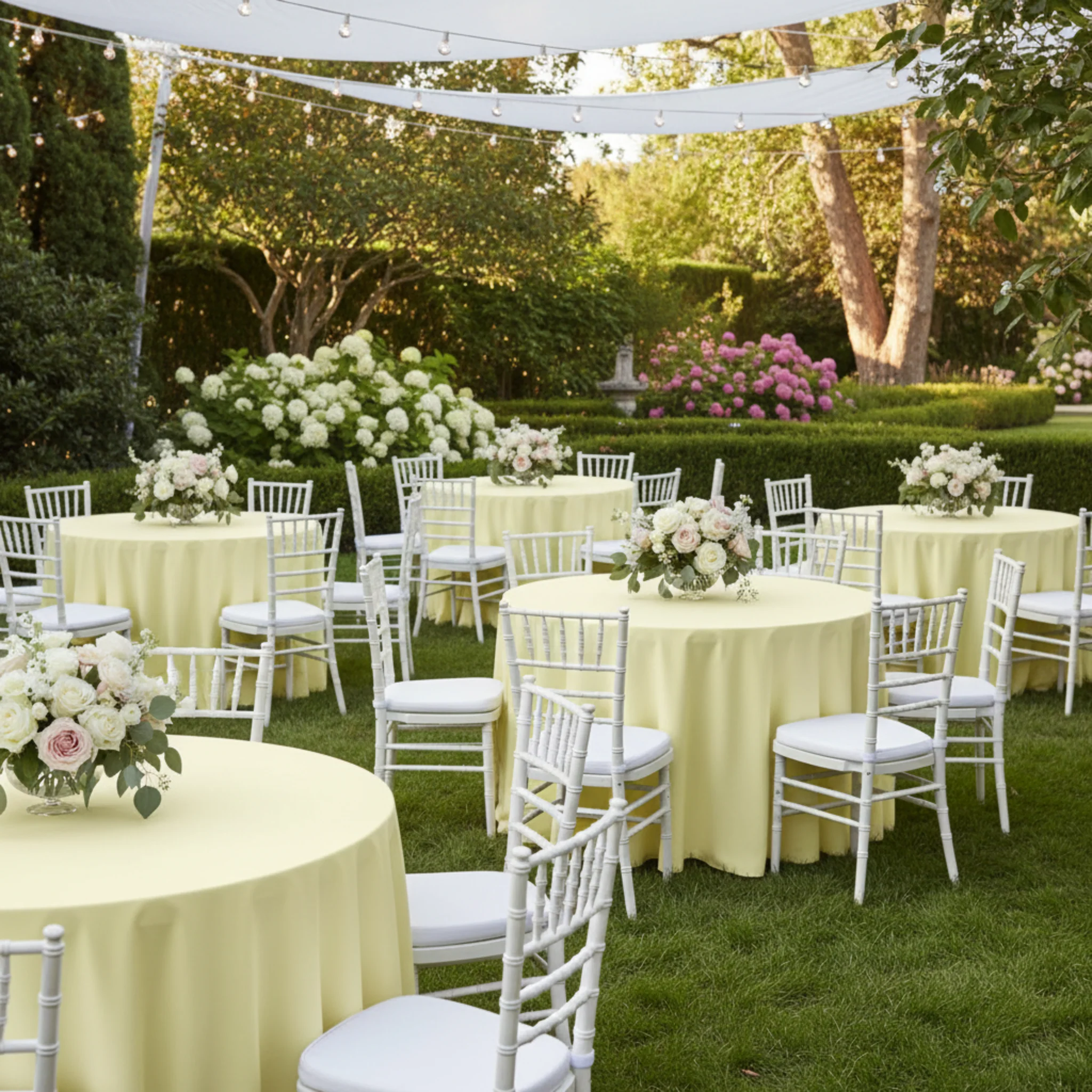 Premium Polyester 120" Round Tablecloth - Pastel Yellow - Image 5