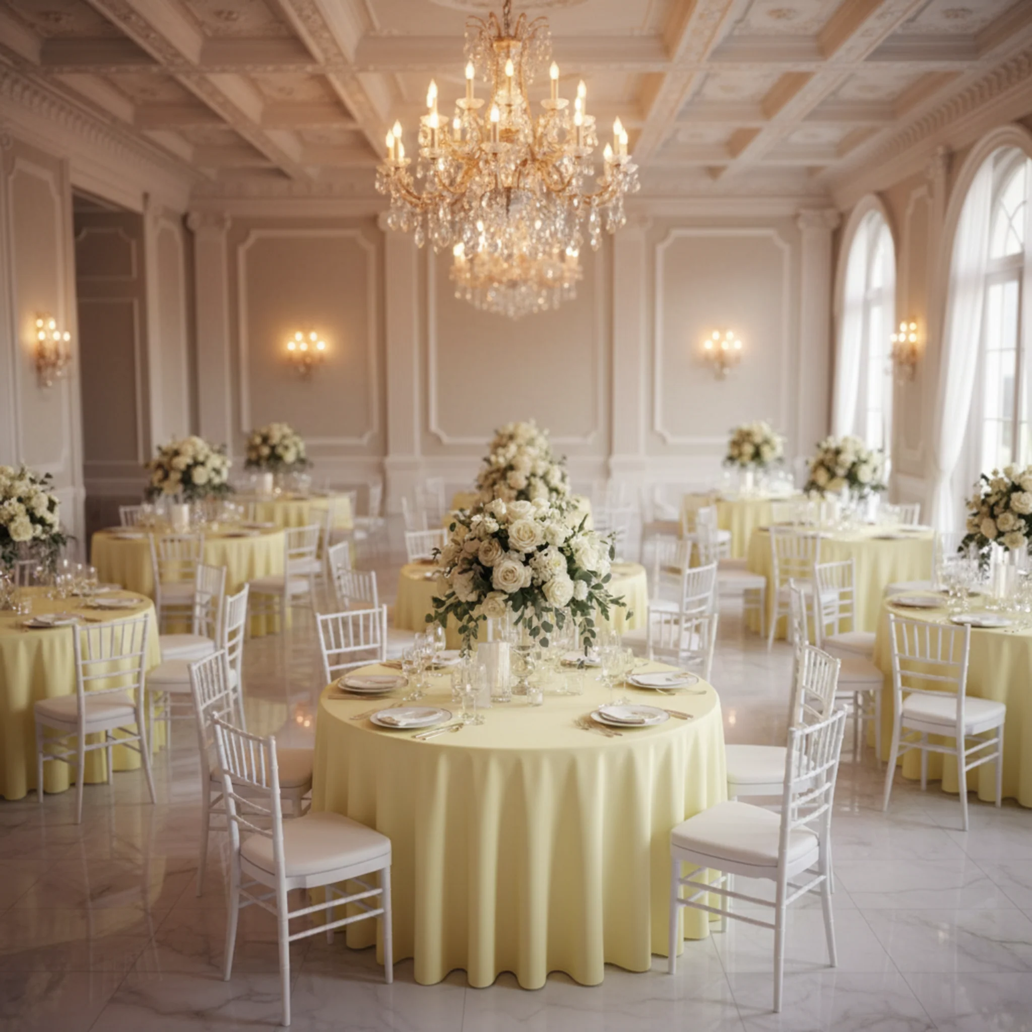 Premium Polyester 120" Round Tablecloth - Pastel Yellow - Image 6
