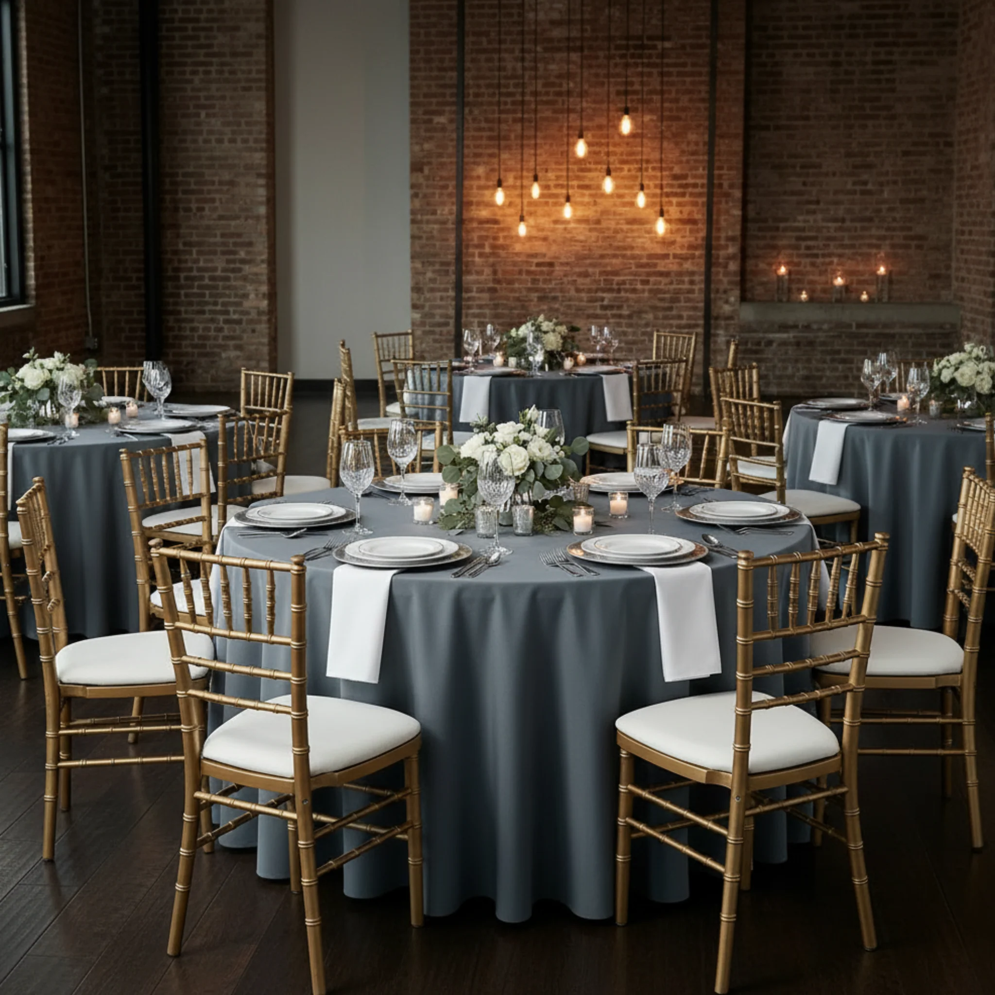 Premium Polyester 120" Round Tablecloth - Pewter - Image 5