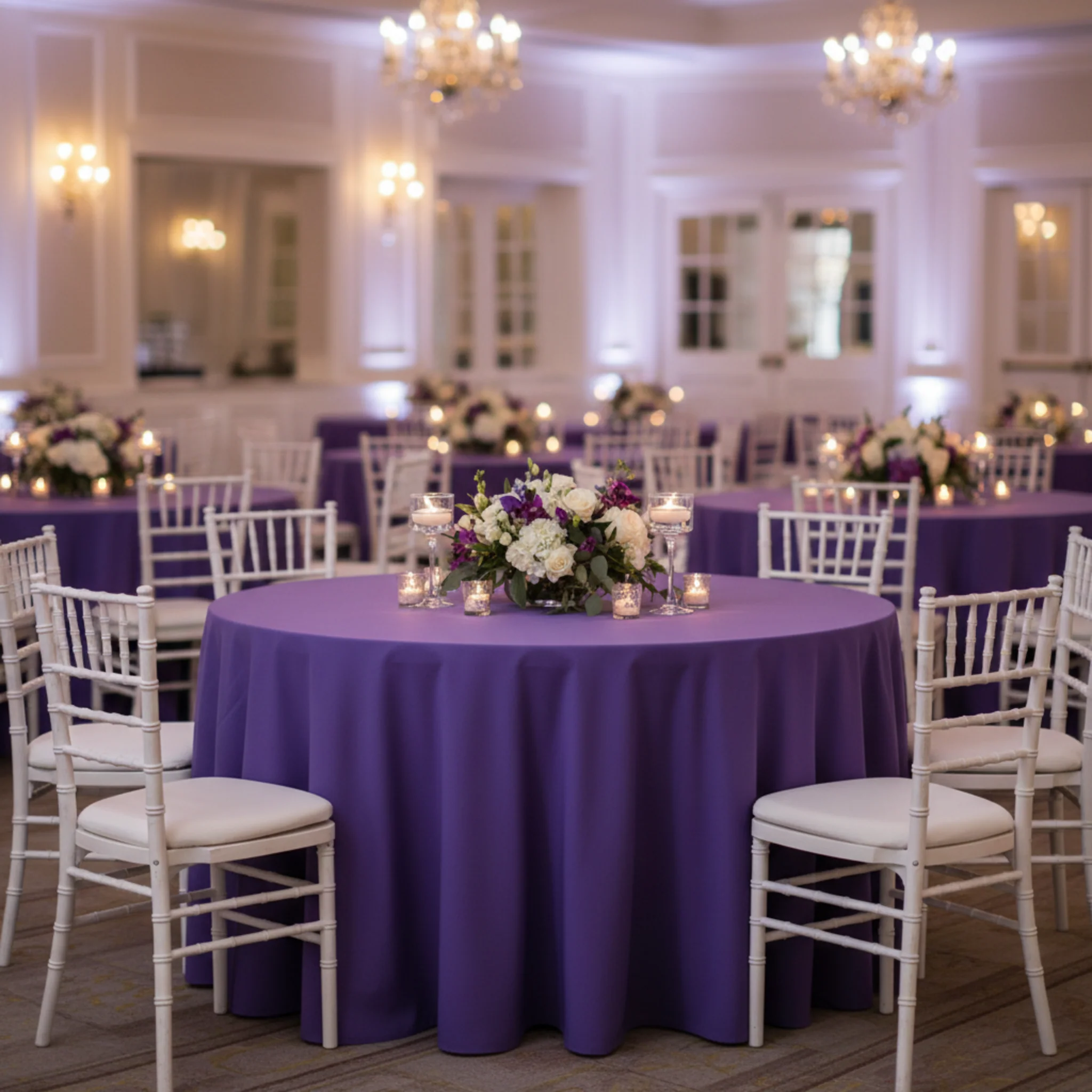 Premium Polyester 120" Round Tablecloth - Purple - Image 6