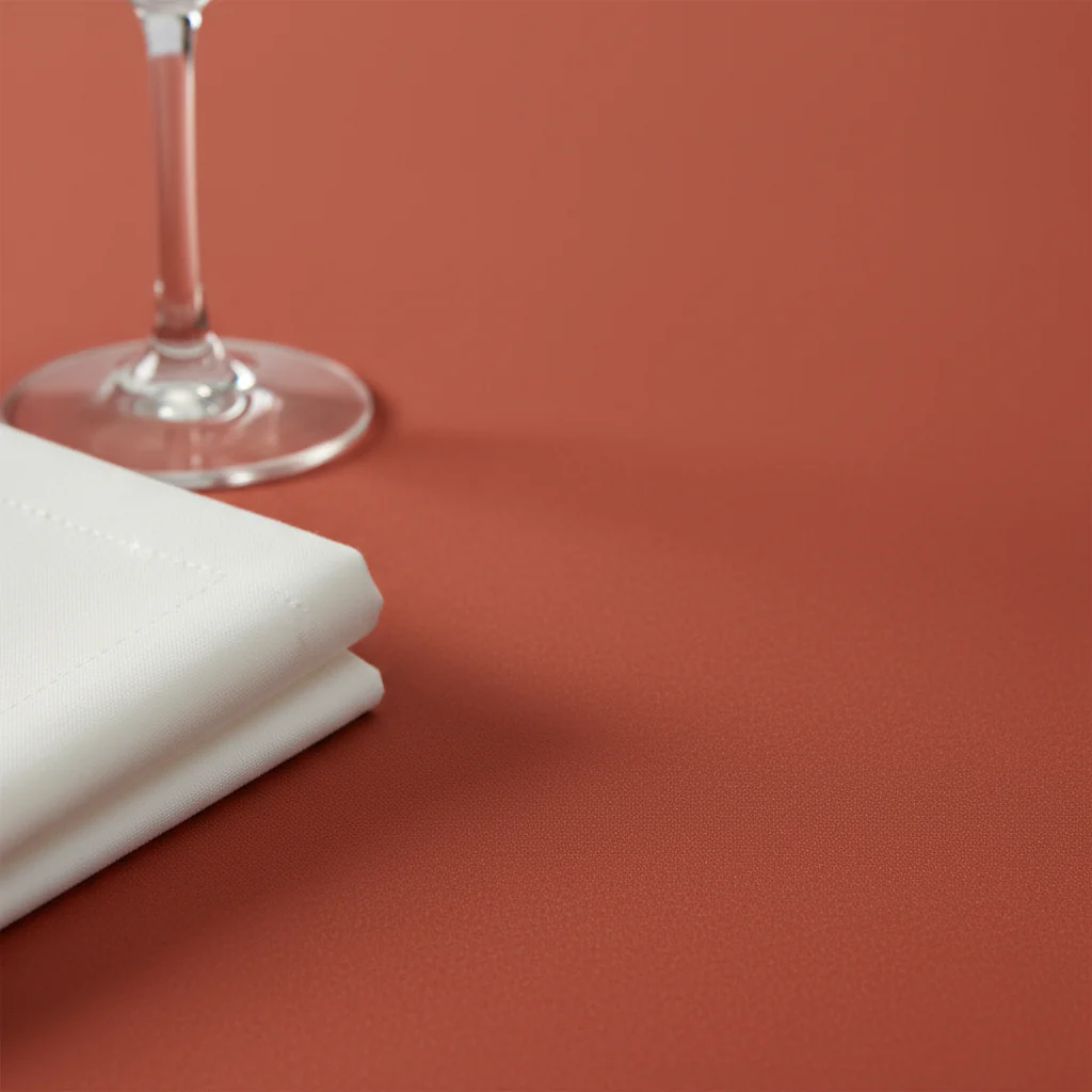 Premium Polyester 120" Round Tablecloth - Rust - Image 4