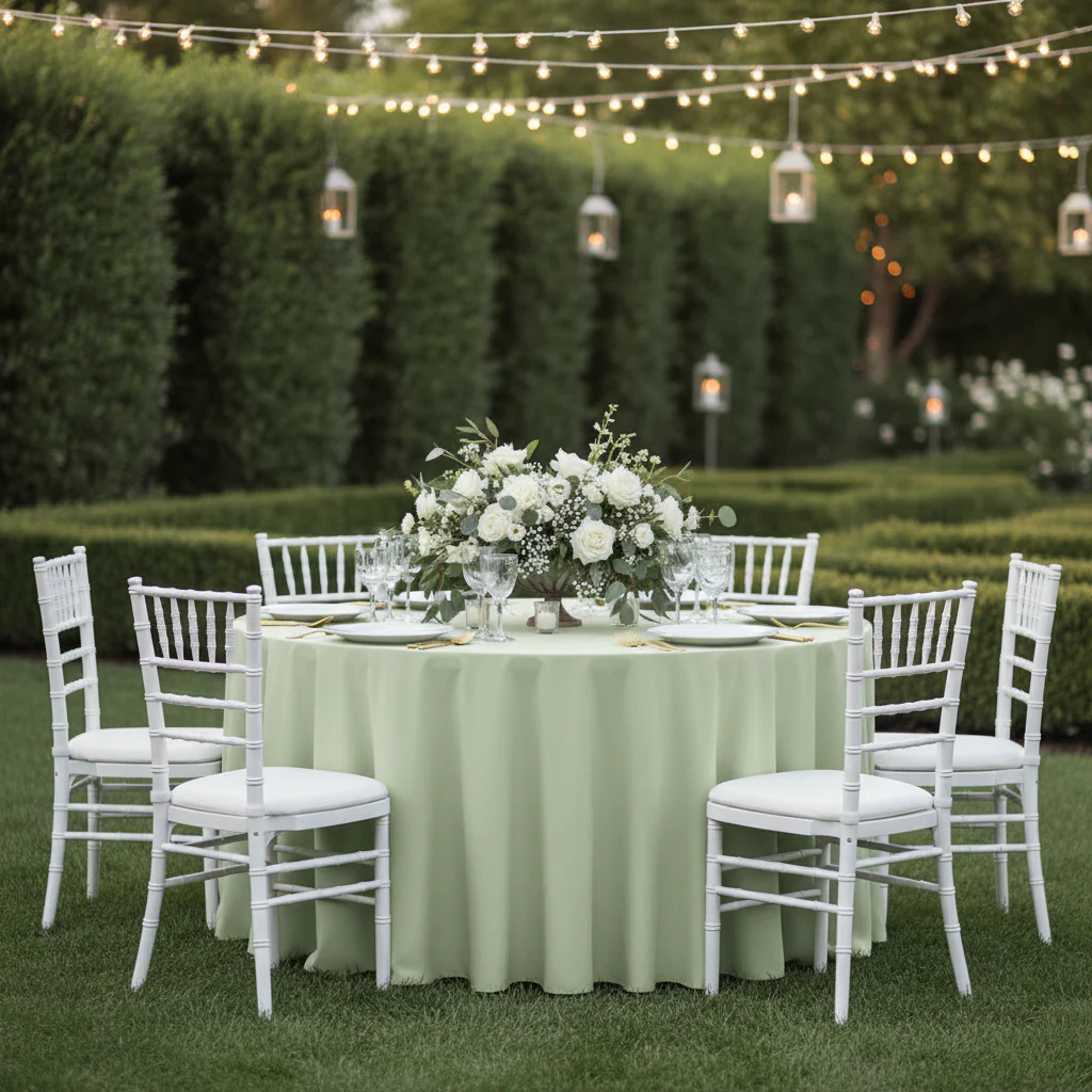 Premium Polyester 120" Round Tablecloth - Sage Green - Image 5