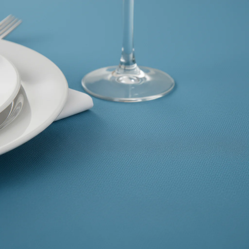 Premium Polyester 120" Round Tablecloth - Steele Blue - Image 4