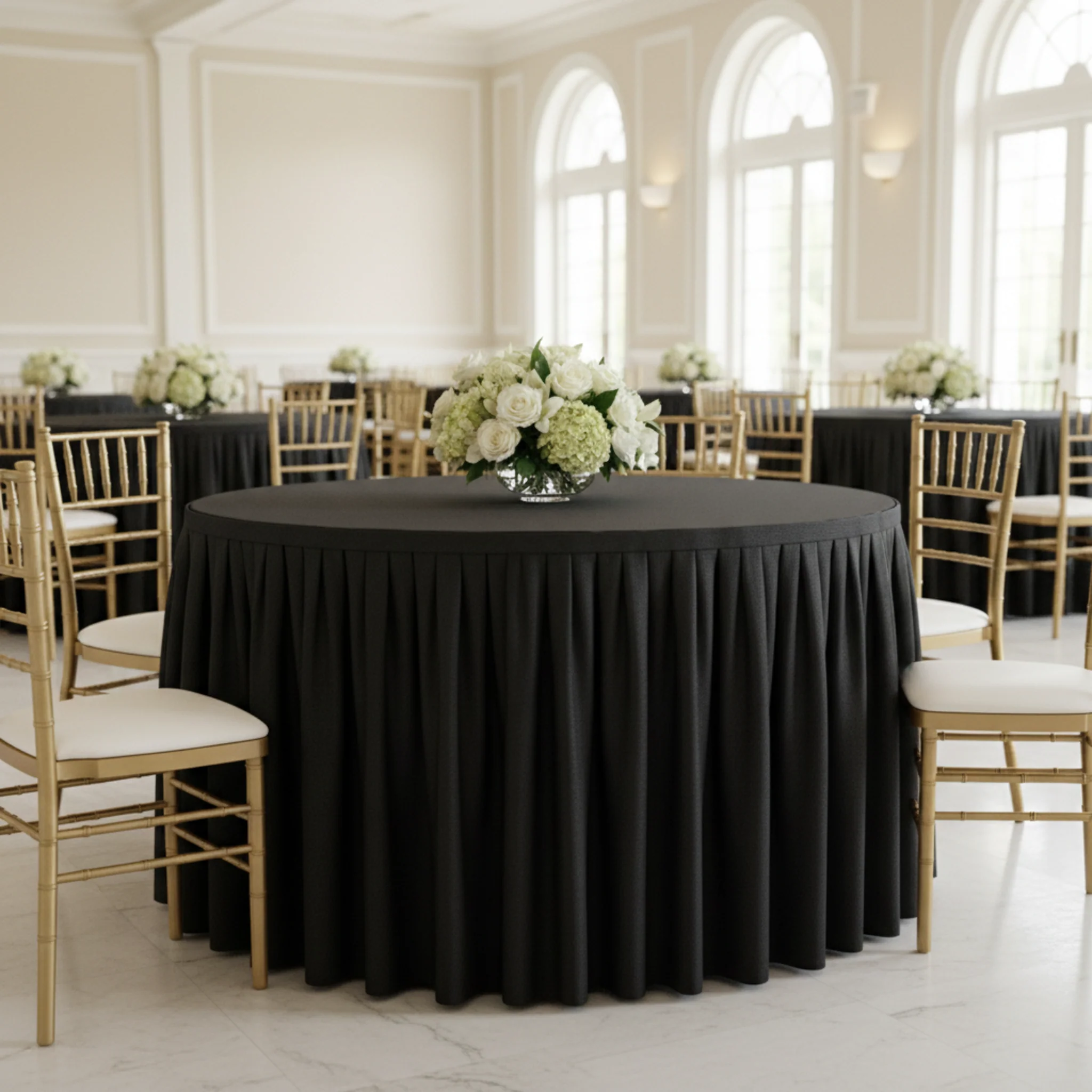 Polyester 17ft Table Skirt - Black - Image 3
