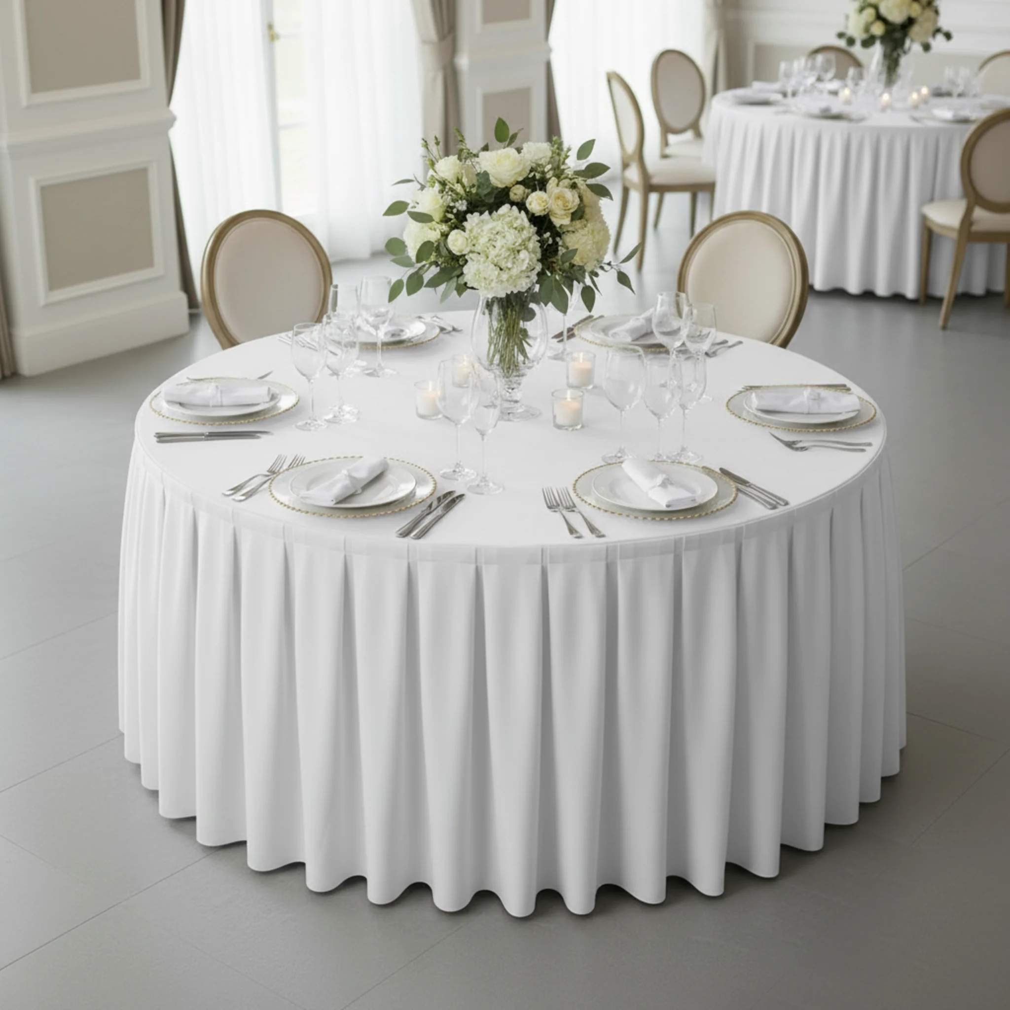 Polyester 21ft Table Skirt - White - Image 3