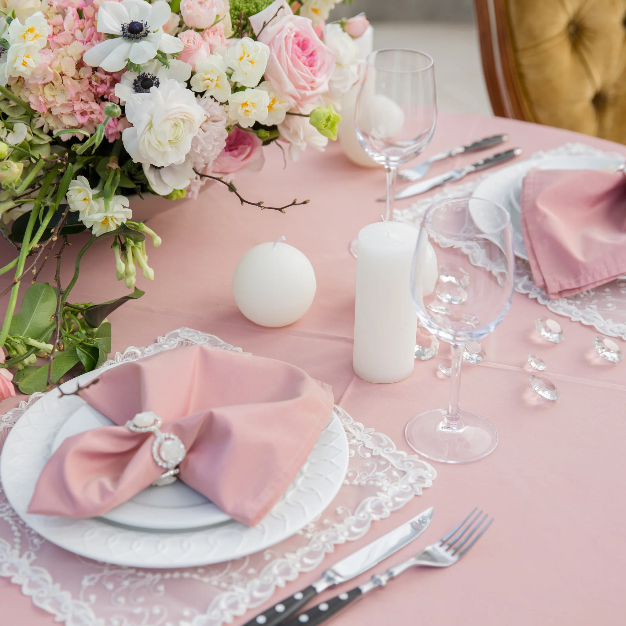 Premium Polyester 90" Round Tablecloth - Dusty Rose/Mauve - Image 2