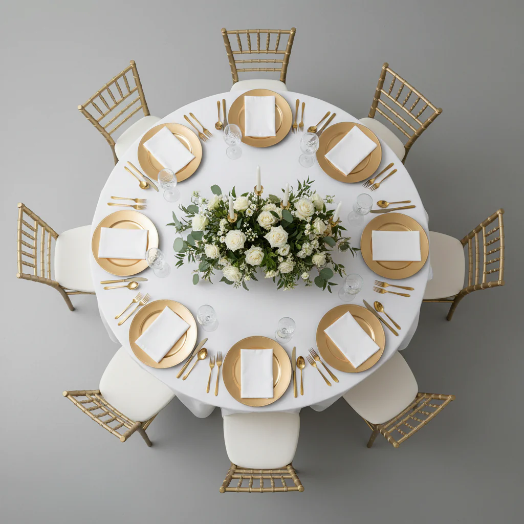 Premium Polyester 90" Round Tablecloth - White - Image 3