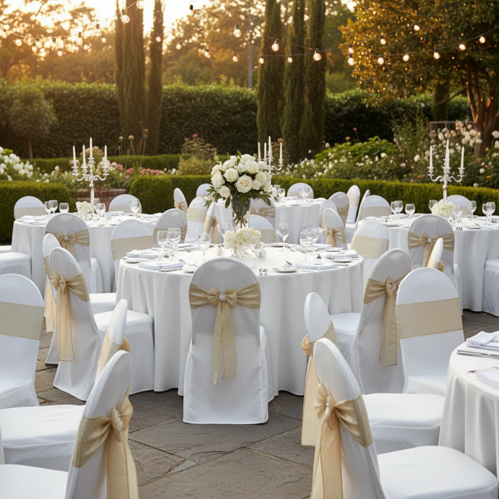 Polyester Banquet Chair Cover - Light Ivory/Off White - Image 4
