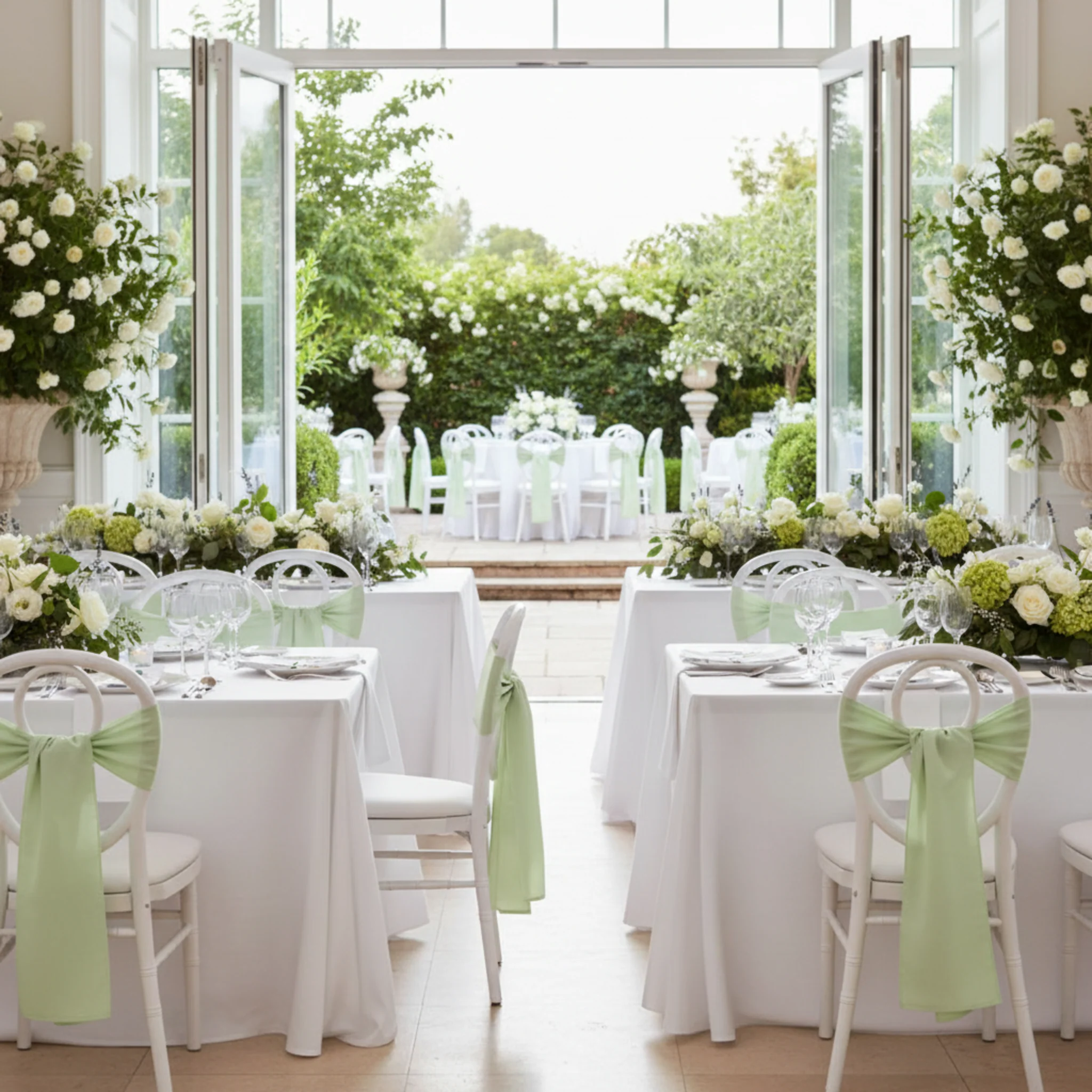 Polyester Chair Sash/Tie - Sage Green - Image 2