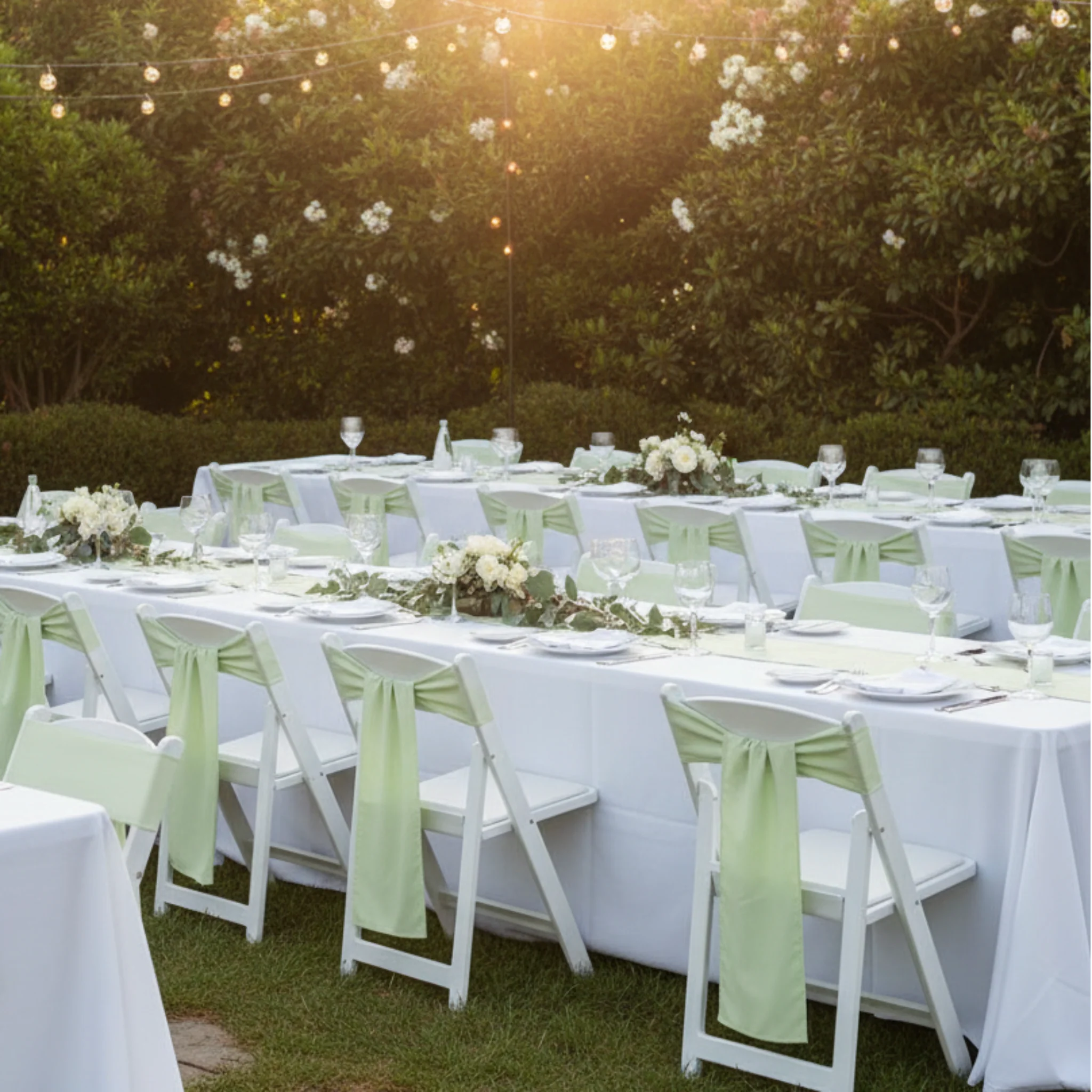Polyester Chair Sash/Tie - Sage Green - Image 3