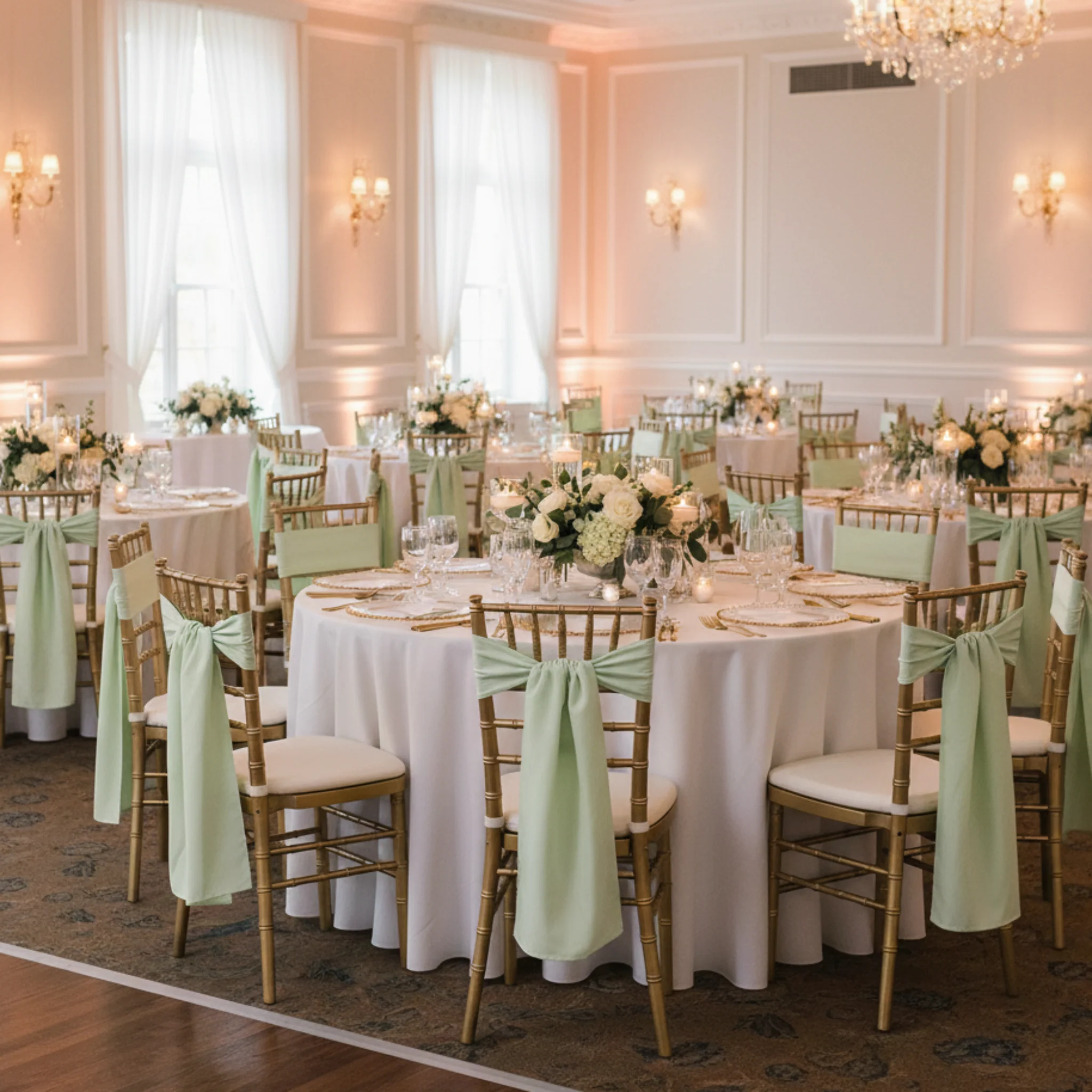 Polyester Chair Sash/Tie - Sage Green - Image 4