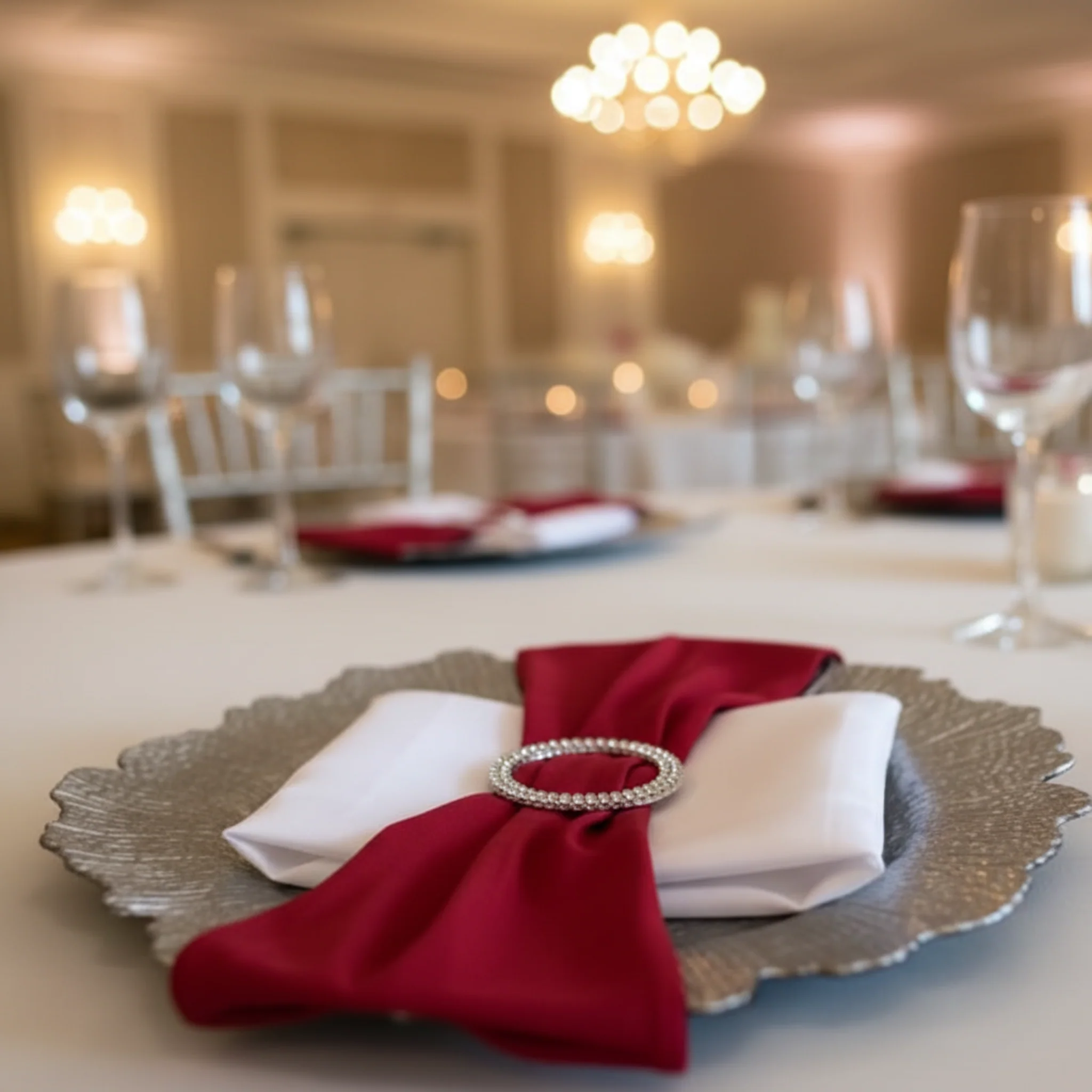 Premium Polyester Napkin 20"x20" - Apple Red - Image 3