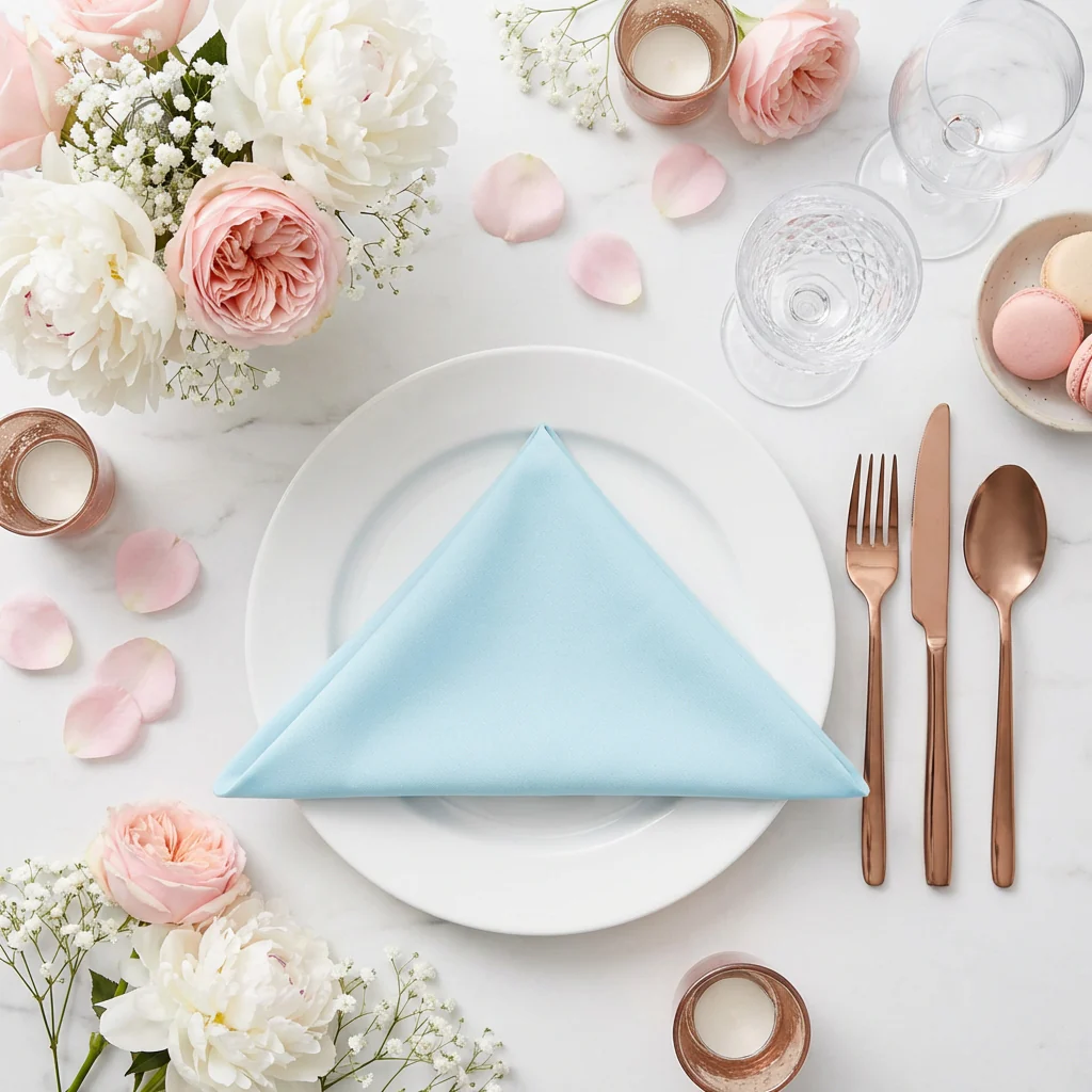 Premium Polyester Napkin 20"x20" - Baby Blue - Image 2