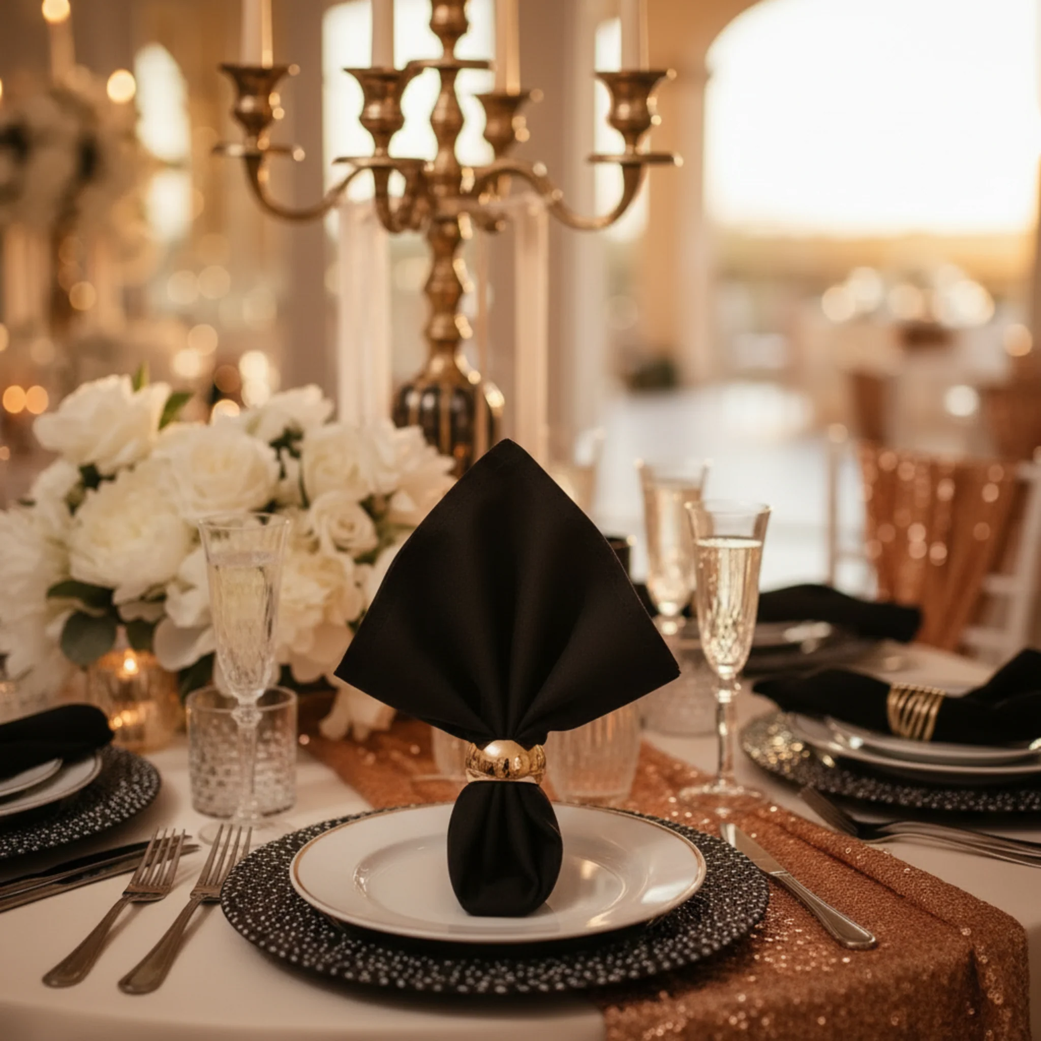 Premium Polyester Napkin 20"x20" - Black - Image 4