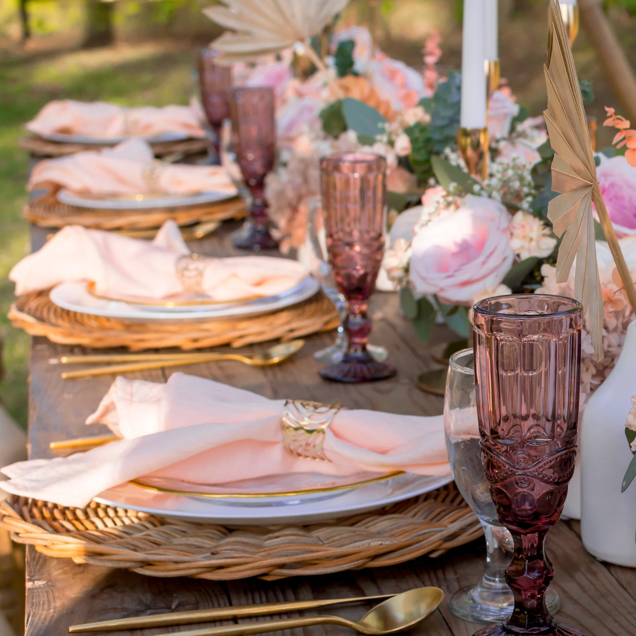 Premium Polyester Napkin 20"x20" - Blush/Rose Gold - Image 2