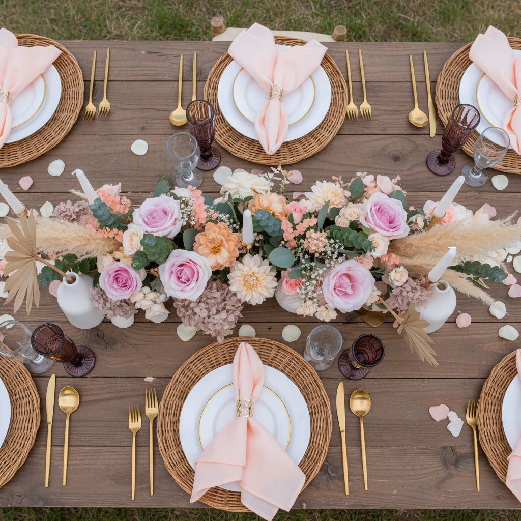 Premium Polyester Napkin 20"x20" - Blush/Rose Gold - Image 3