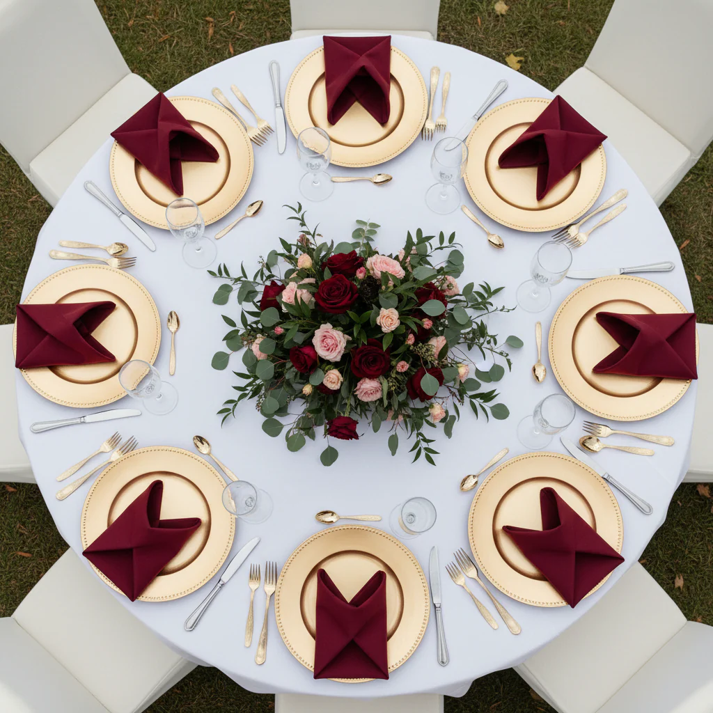 Premium Polyester Napkin 20"x20" - Burgundy - Image 4