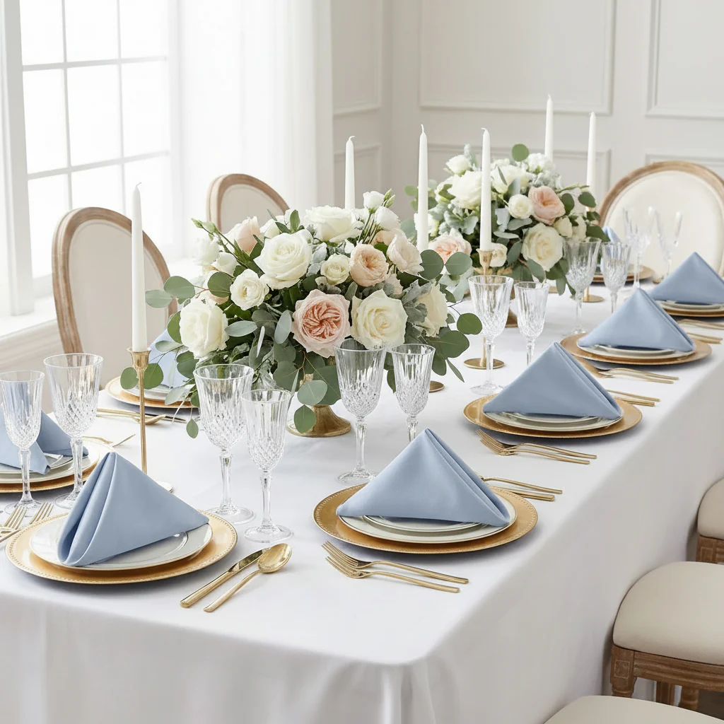 Premium Polyester Napkin 20"x20" - Dusty Blue - Image 3