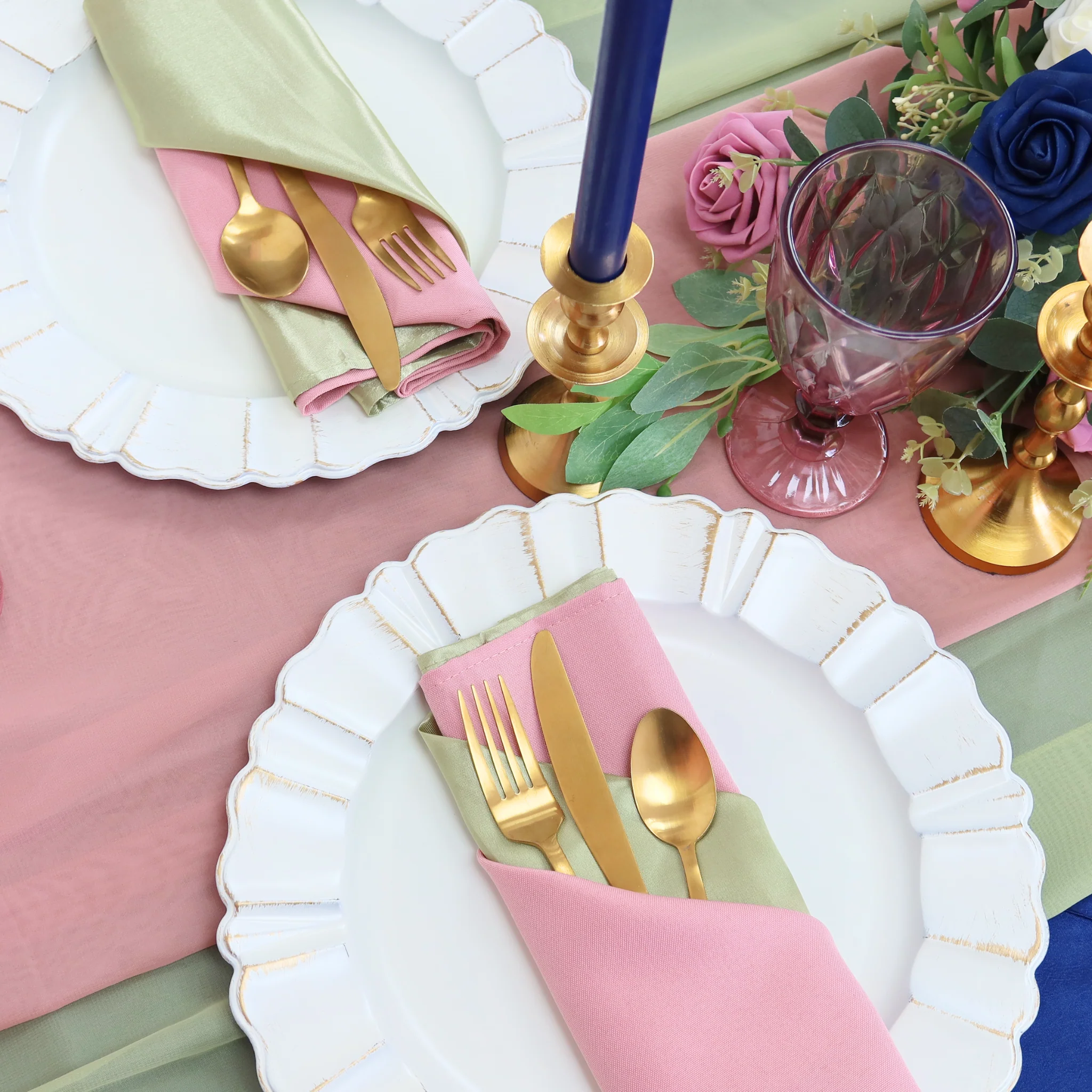 Premium Polyester Napkin 20"x20" - Dusty Rose/Mauve - Image 3