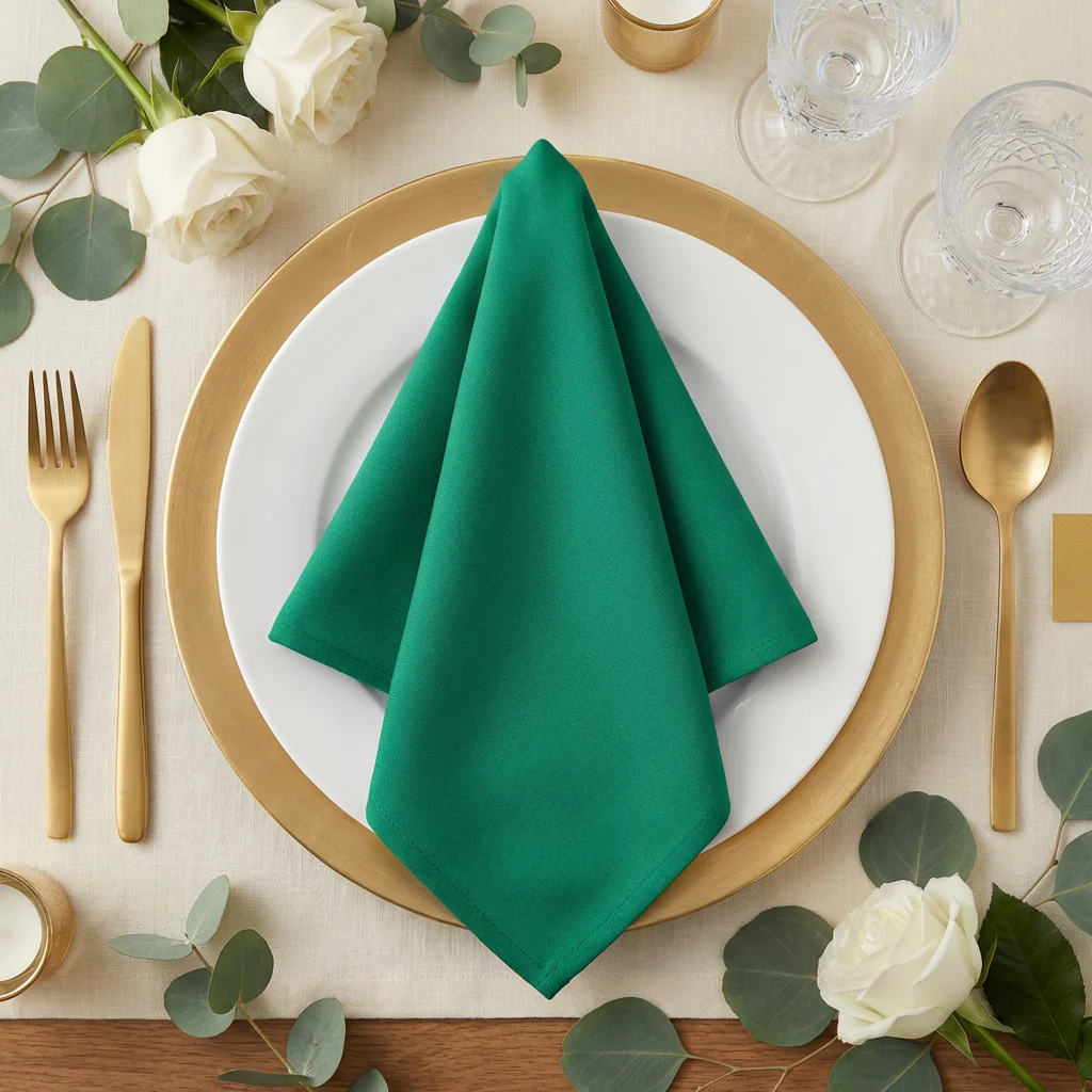 Premium Polyester Napkin 20"x20" - Emerald Green - Image 2