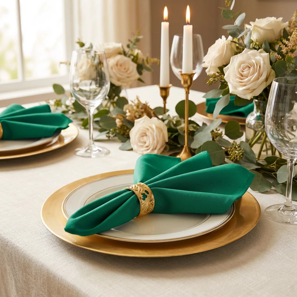 Premium Polyester Napkin 20"x20" - Emerald Green - Image 3