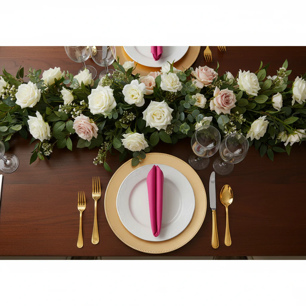 Premium Polyester Napkin 20"x20" - Fuchsia - Image 3