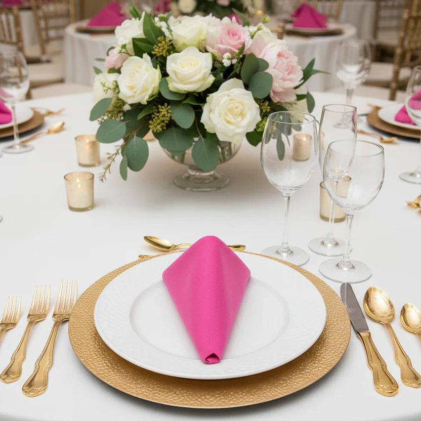 Premium Polyester Napkin 20"x20" - Fuchsia - Image 4